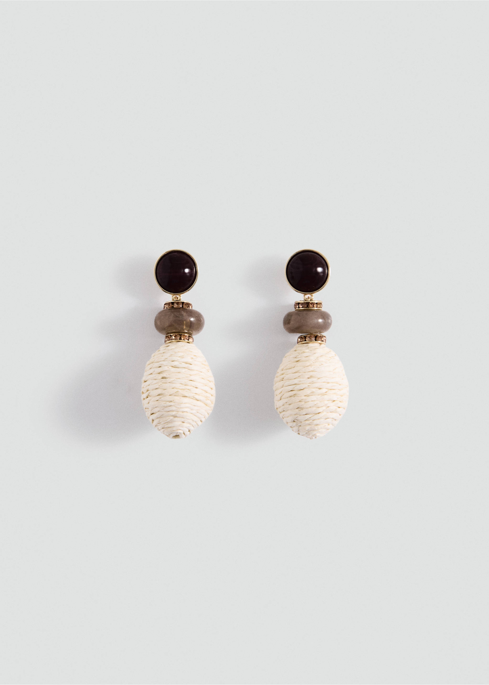 Boucles d’oreilles pendantes fibre naturelle - Article sans modèle, Beige. Ref: 27025983-00.