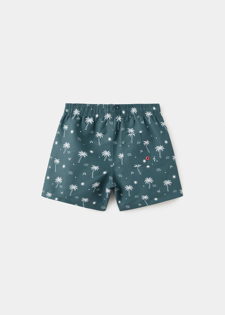 Palm trees print swimsuit trunks — Petrol Blue