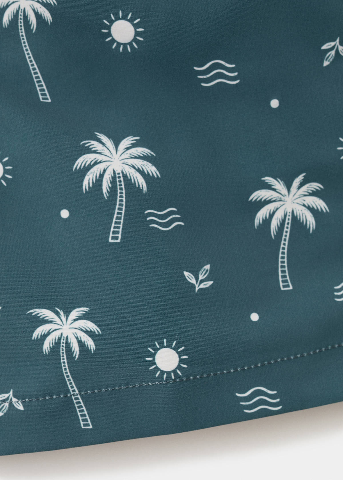 Palm trees print swimsuit trunks — Petrol Blue
