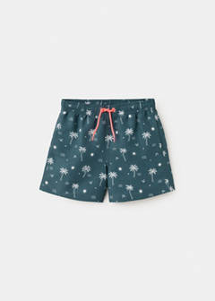 Palm trees print swimsuit trunks — Petrol Blue 2