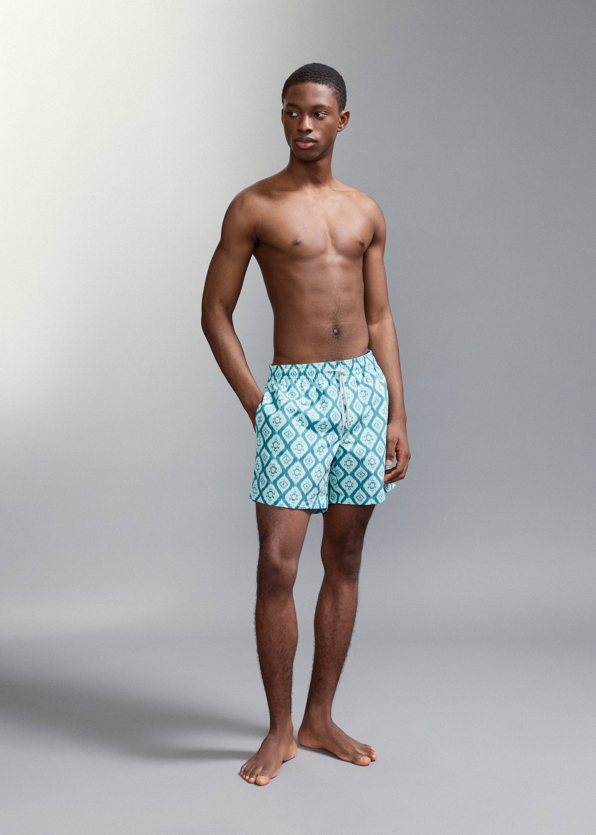 Ethnic-print swimsuit - Medium plane