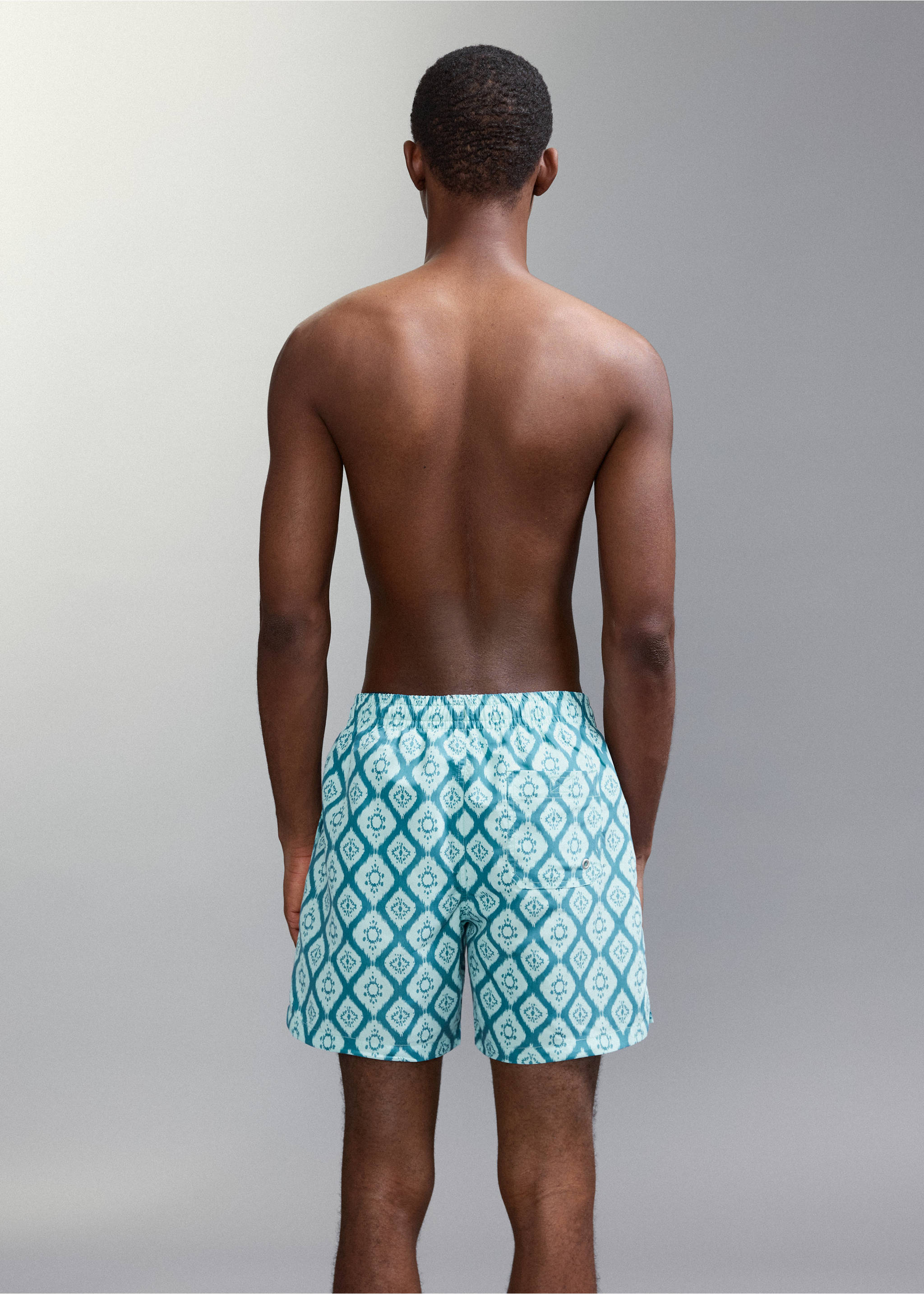 Ethnic-print swimsuit - Reverse of the article, Aqua Green. Ref: 27025988-00.