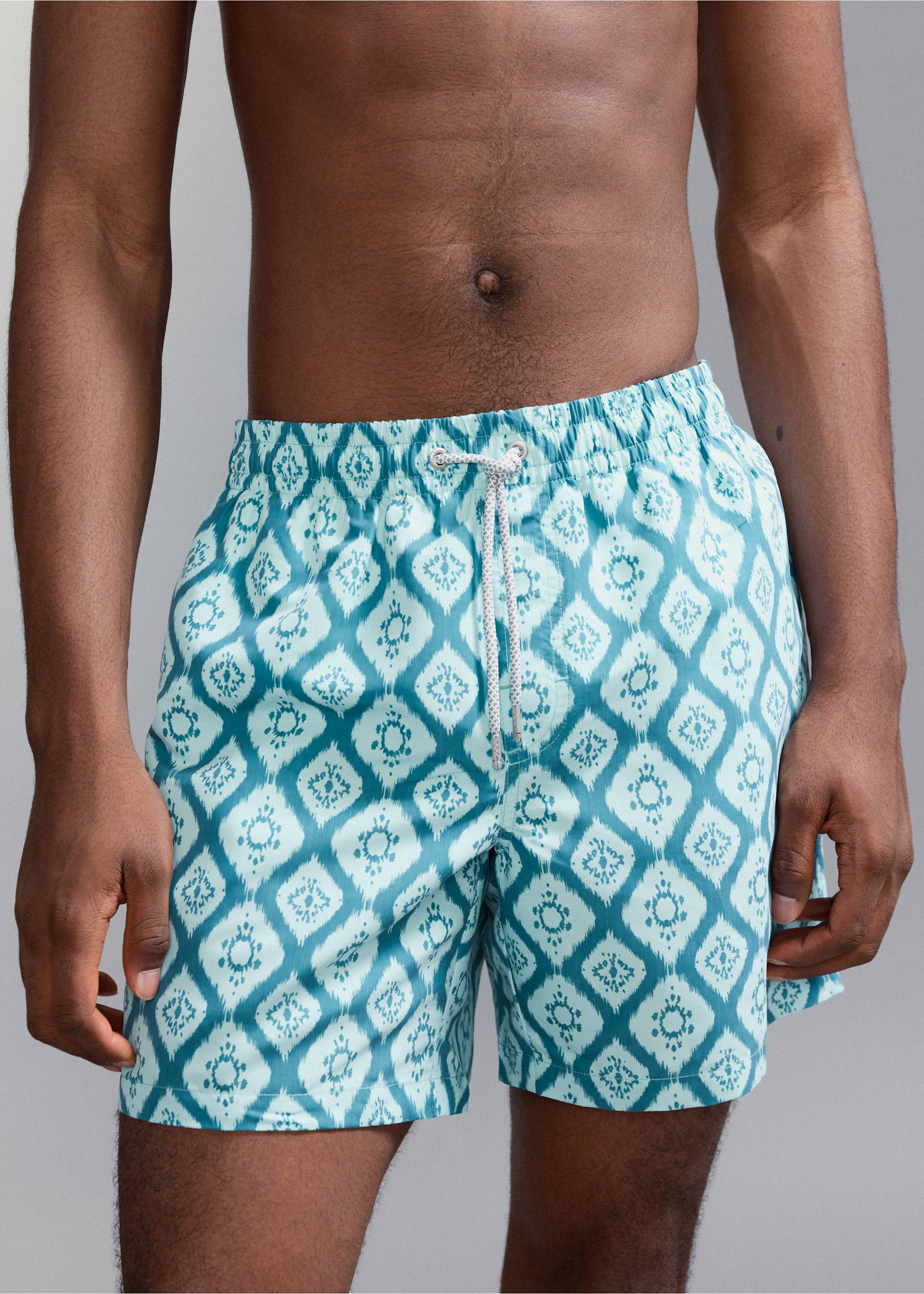 Ethnic-print swimsuit - Details of the article 6, Aqua Green. Ref: 27025988-00.