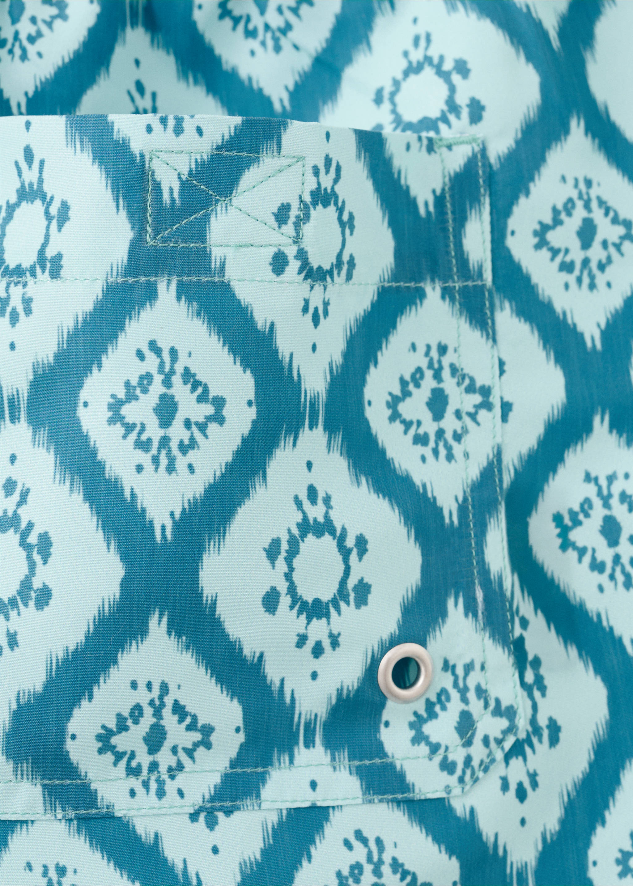 Ethnic-print swimsuit - Details of the article 8, Aqua Green. Ref: 27025988-00.