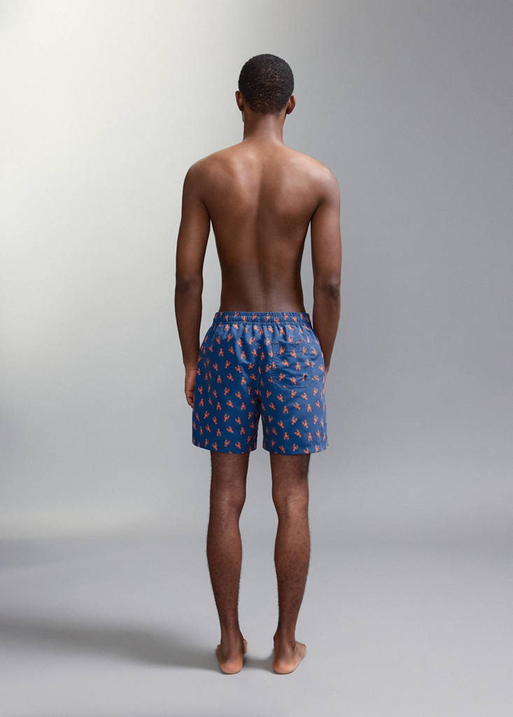 Lobster-print swimming costume — Navy