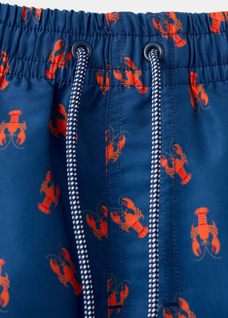 Lobster-print swimming costume — Navy