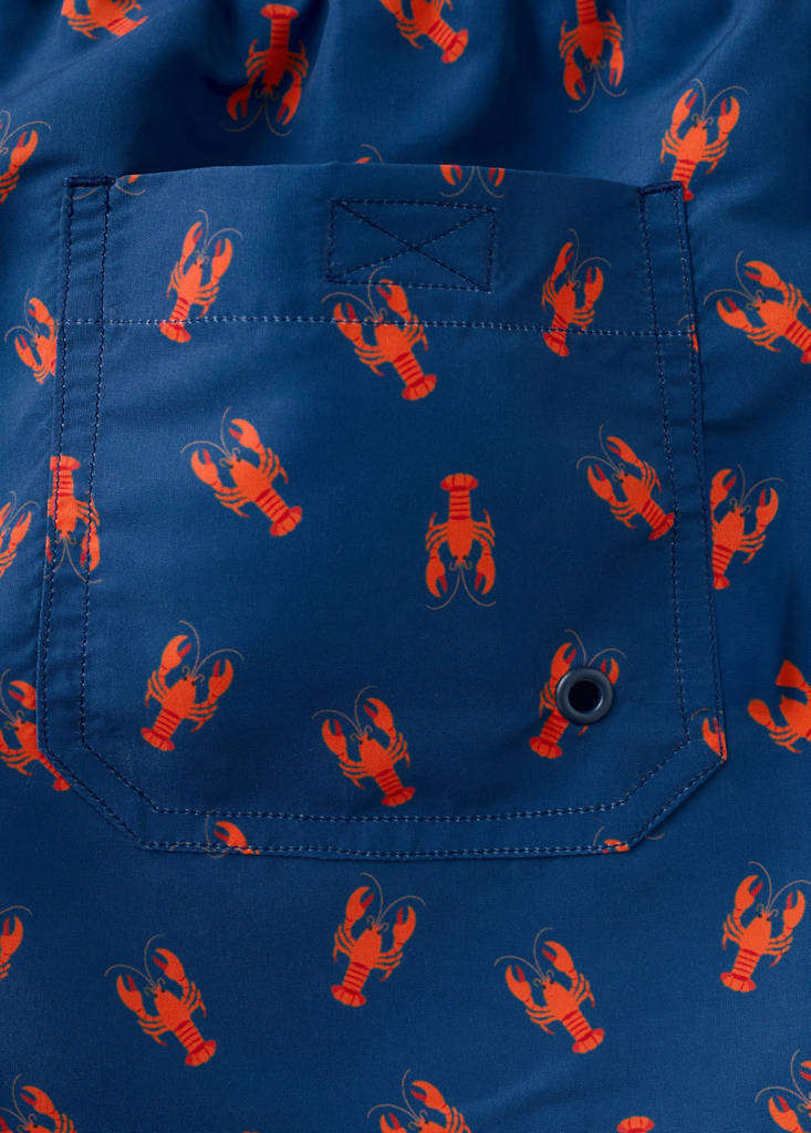 Lobster-print swimming costume — Navy