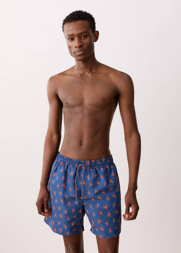 Lobster-print swimming costume — Navy