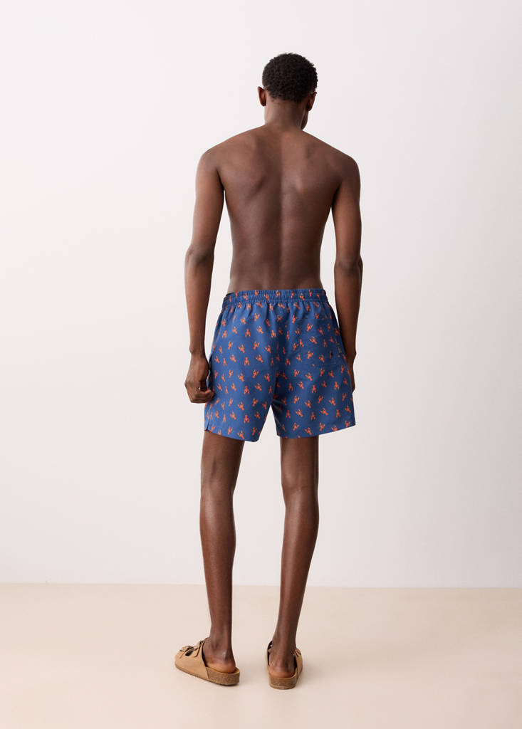 Lobster-print swimming costume — Navy