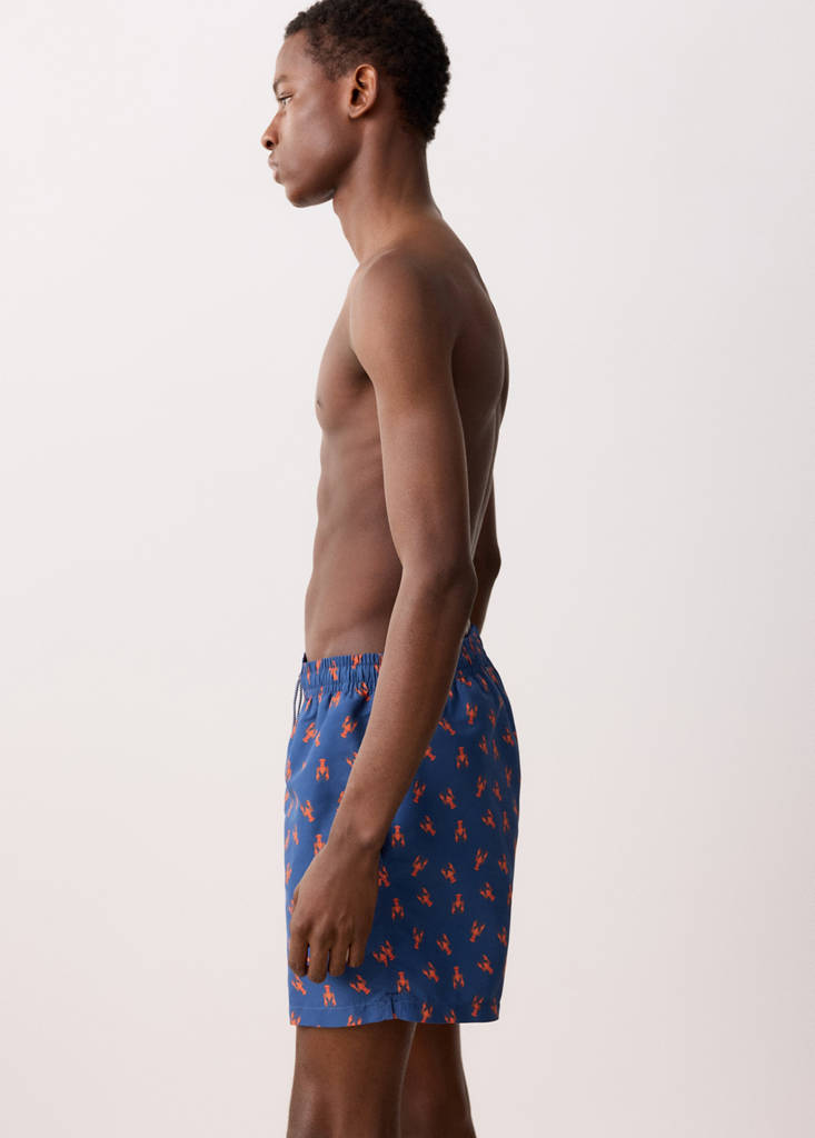 Lobster-print swimming costume — Navy
