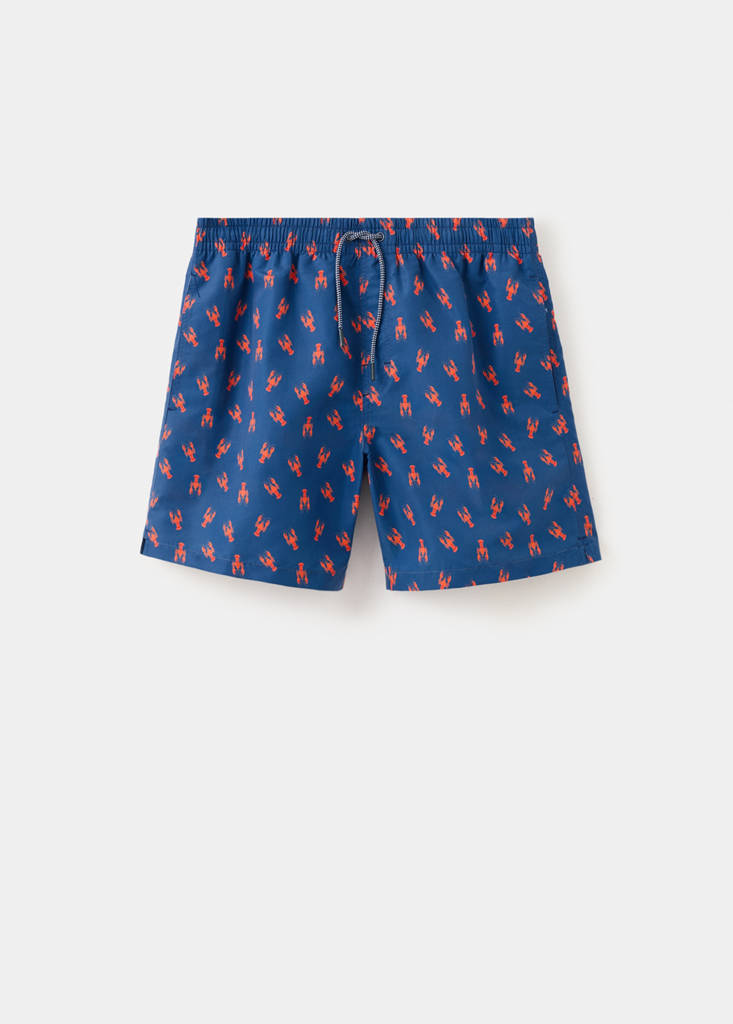 Lobster-print swimming costume — Navy