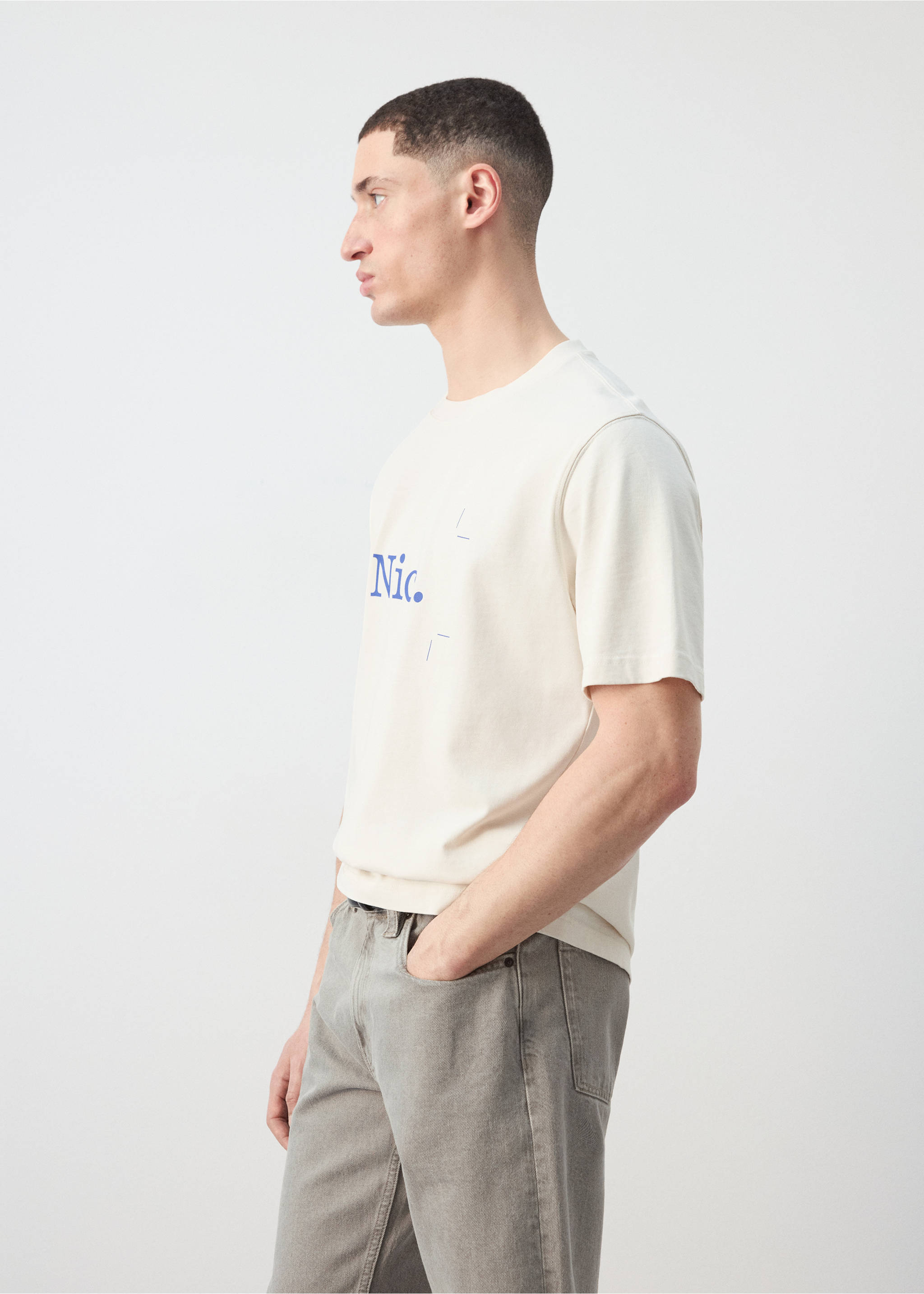 Футболка 100% хлопок с принтом - Деталь изделия 2, Грязно-белый. Ref: 27025993-00.