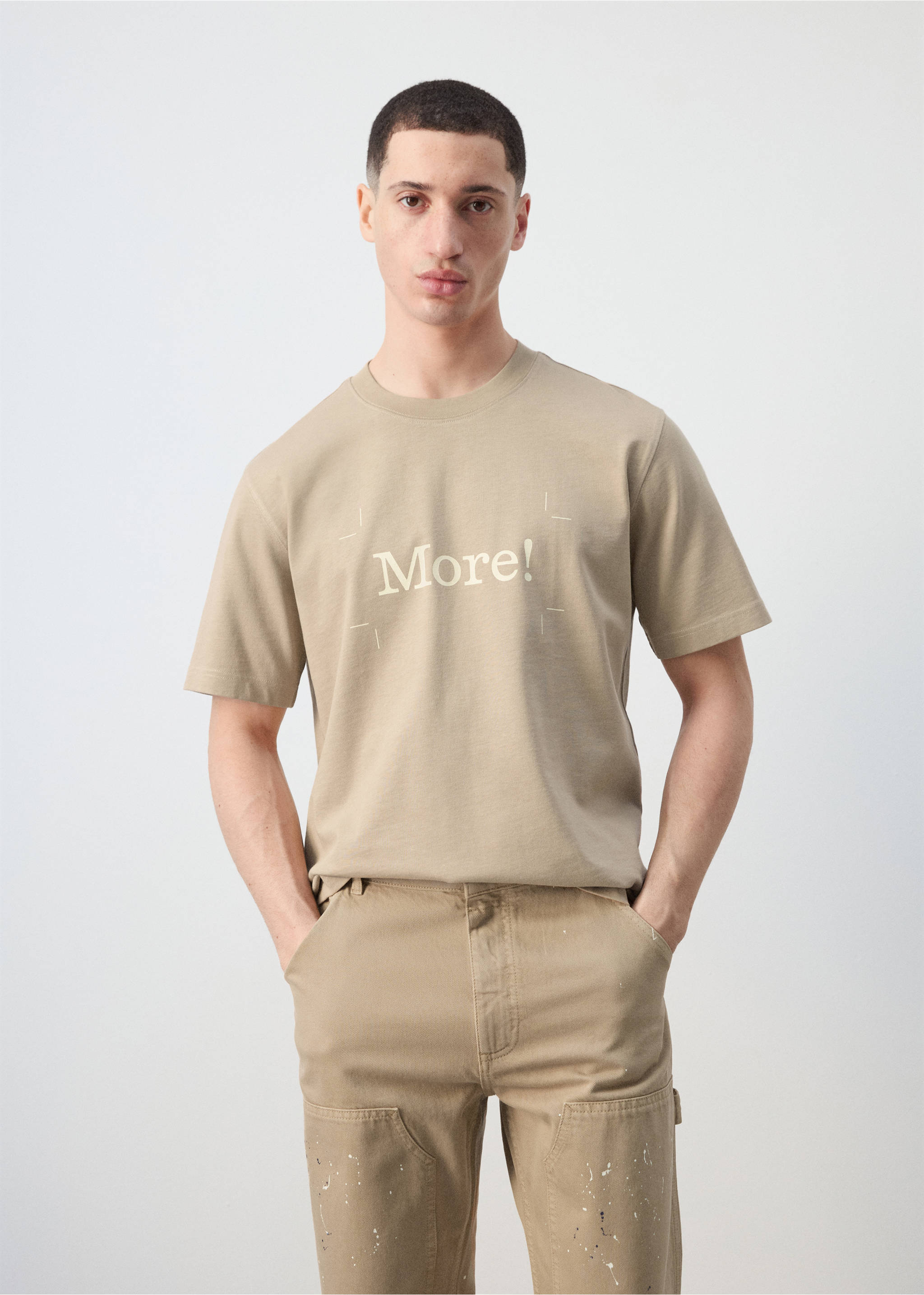 تي شيرت قطني 100٪ مع نص مطبوع - رؤية وسط, بيج. Ref: 27025995-00.