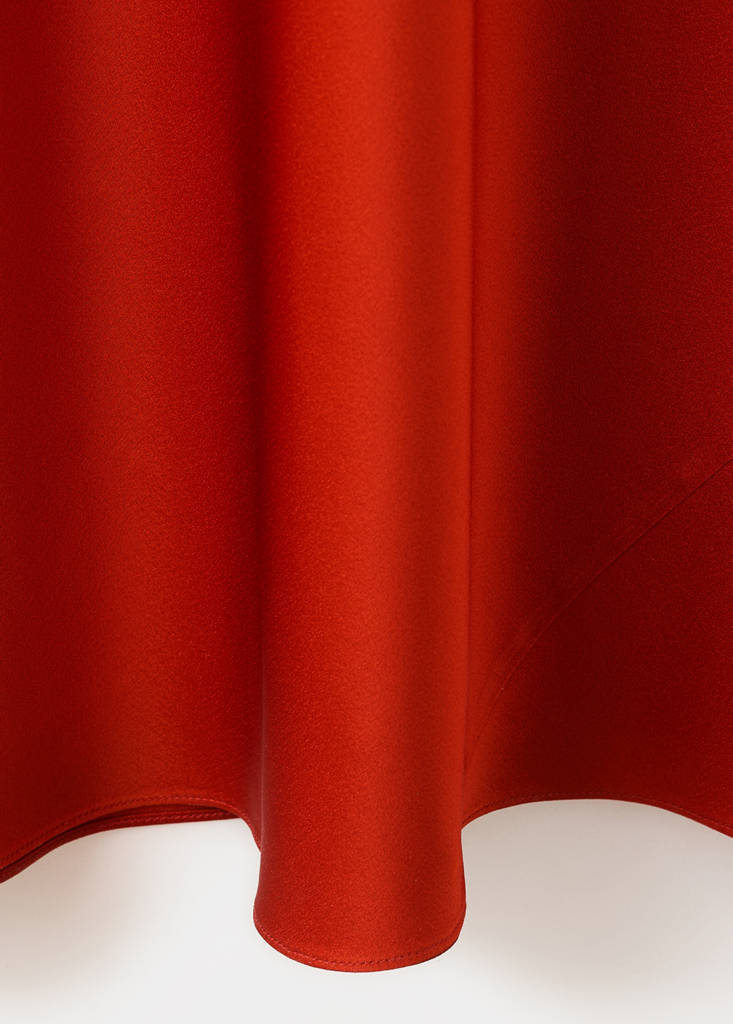 Satin dress with floral appliqués — Orange