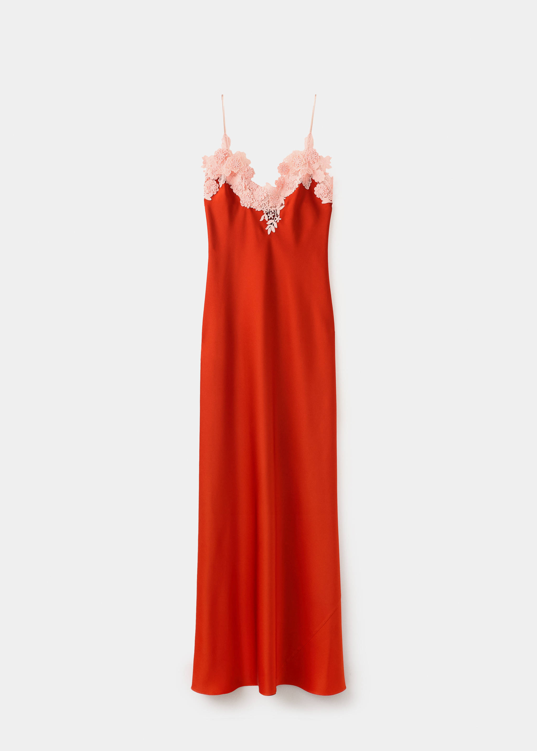 Satin dress with floral appliqués - Article without model