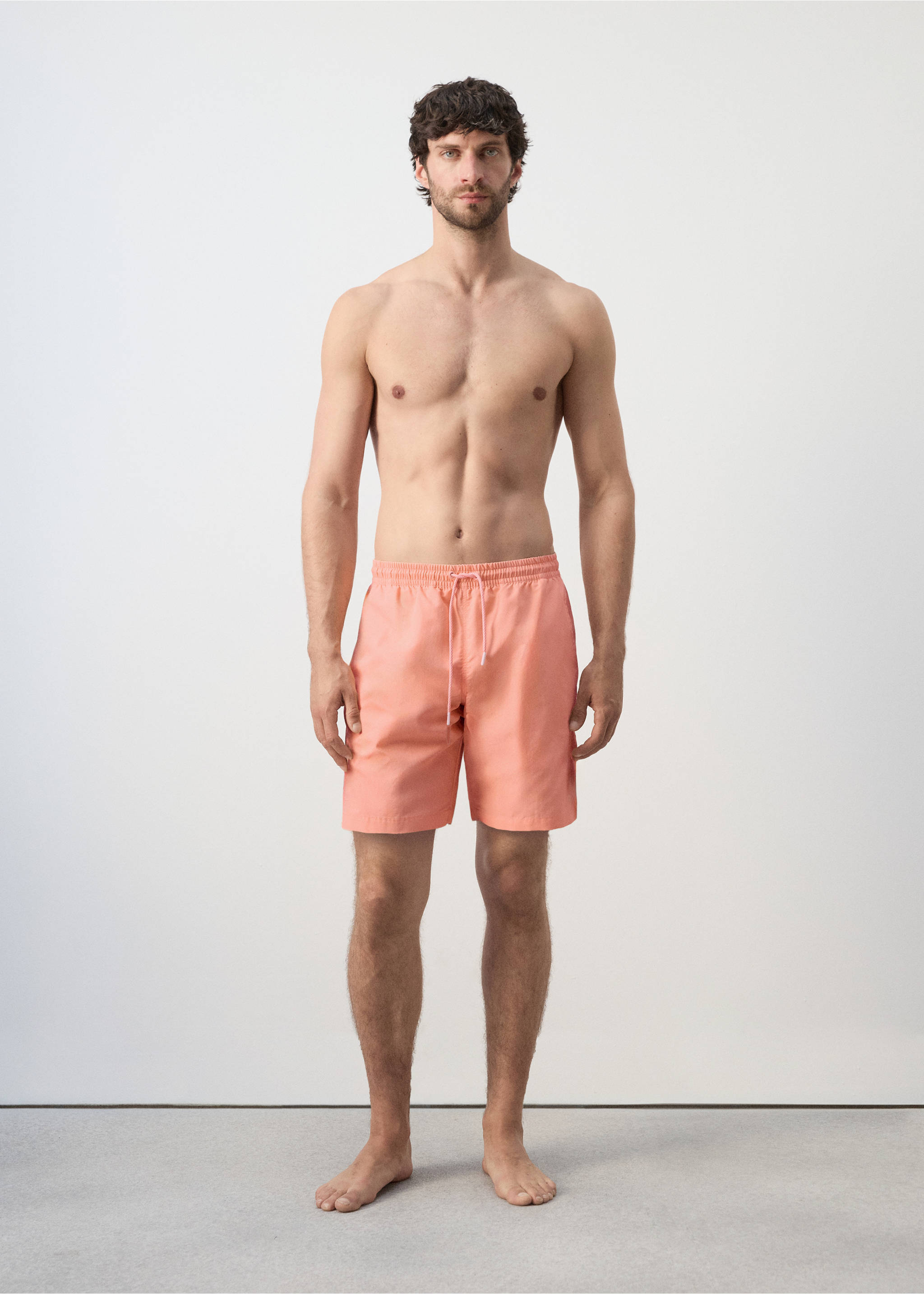 Basic-Badeshorts mit Kordelzug - Allgemeine Ansicht, Lachs. Ref: 27026000-00.