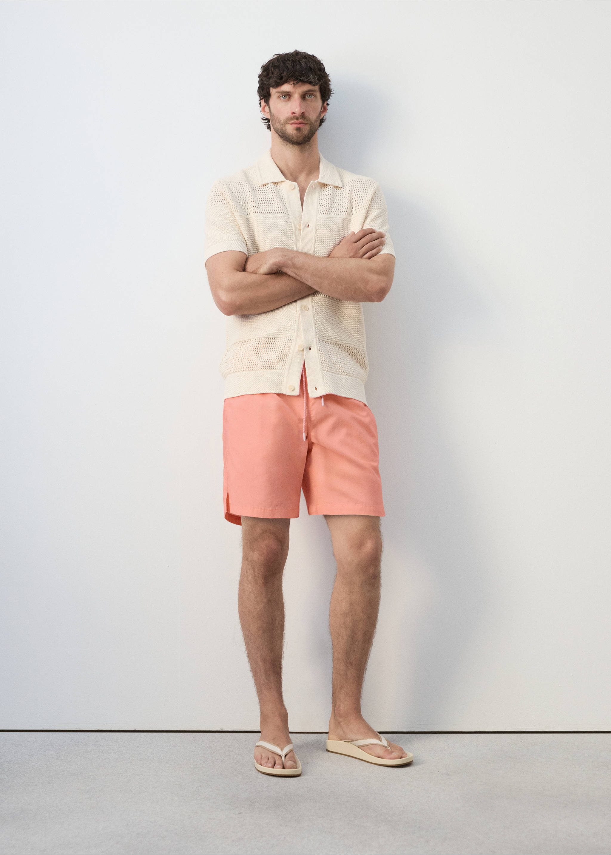 Basic-Badeshorts mit Kordelzug - Detail des Artikels 4, Lachs. Ref: 27026000-00.