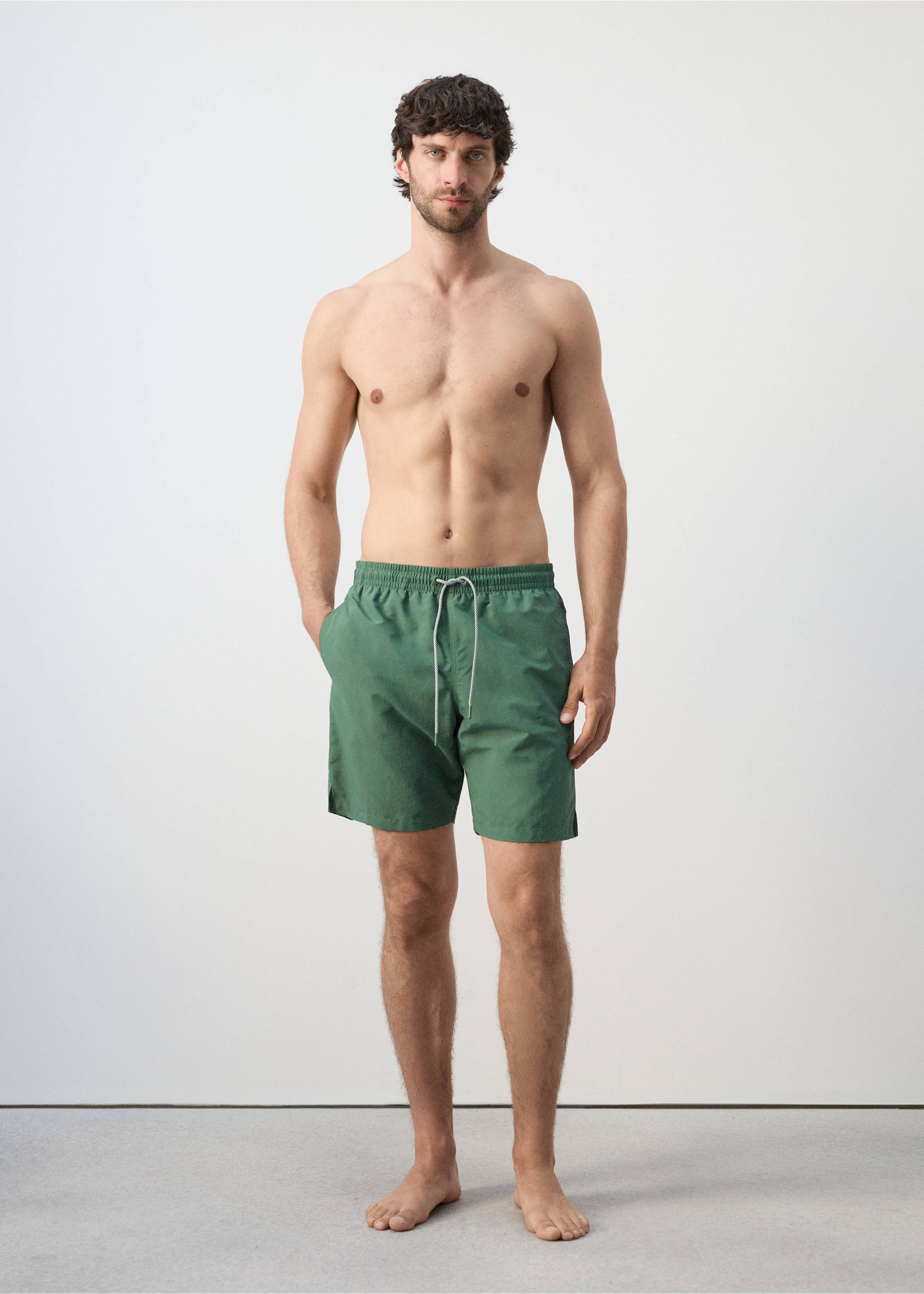Basic-Badeshorts mit Kordelzug - Allgemeine Ansicht, Khaki. Ref: 27026000-00.