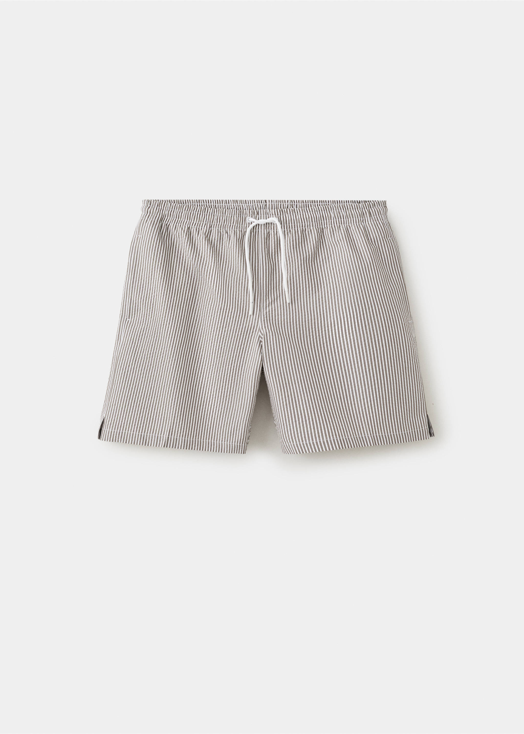 Gestreifte Seersucker-Badeshorts - Artikel ohne Model, Khaki. Ref: 27026001-00.