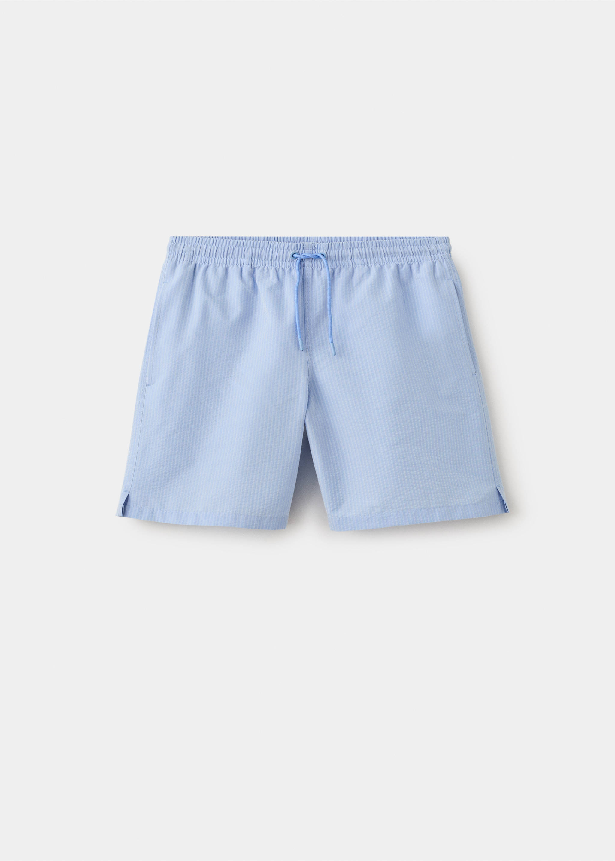 Seersucker striped swimsuit - Article without model, Sky Blue. Ref: 27026001-00.