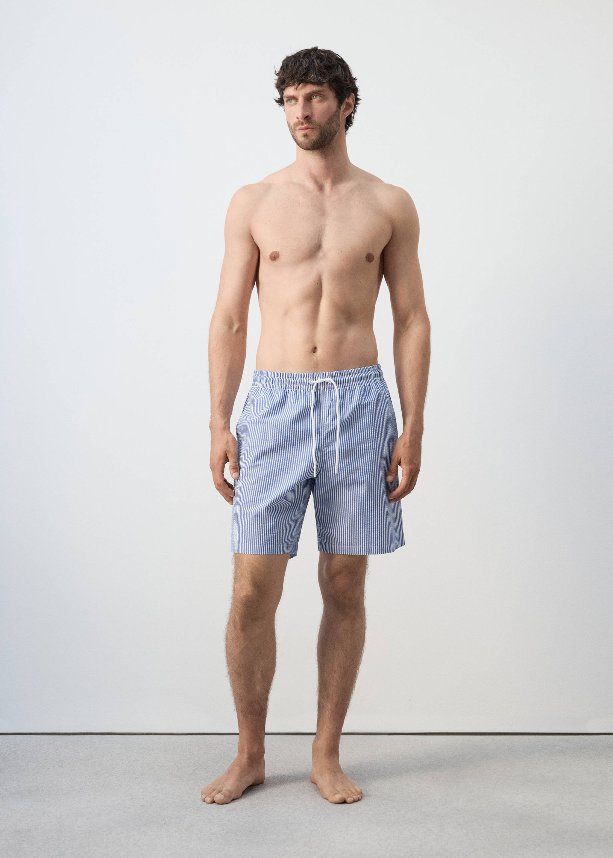 Seersucker striped swimsuit - General plane