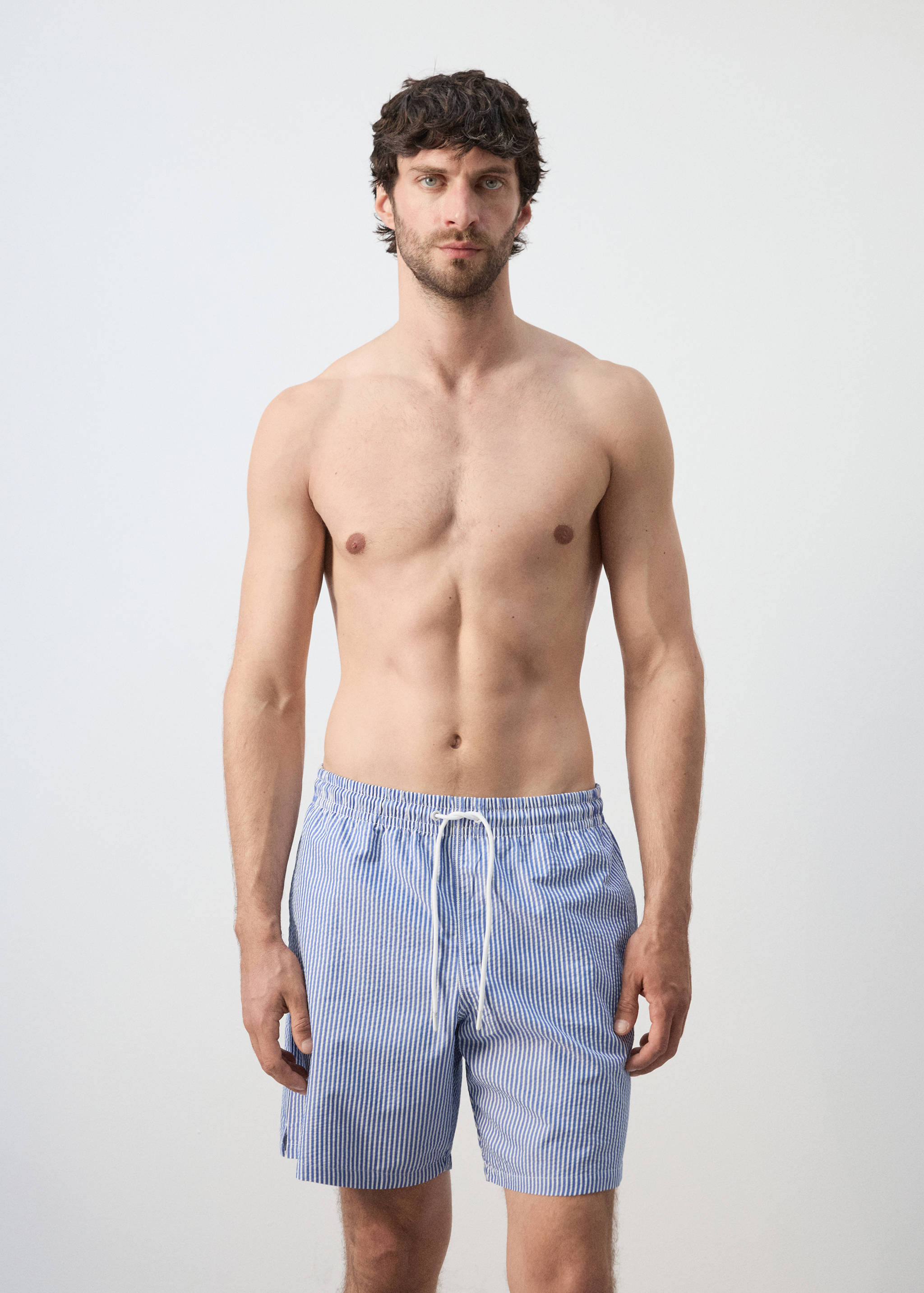 Seersucker striped swimsuit - Medium plane