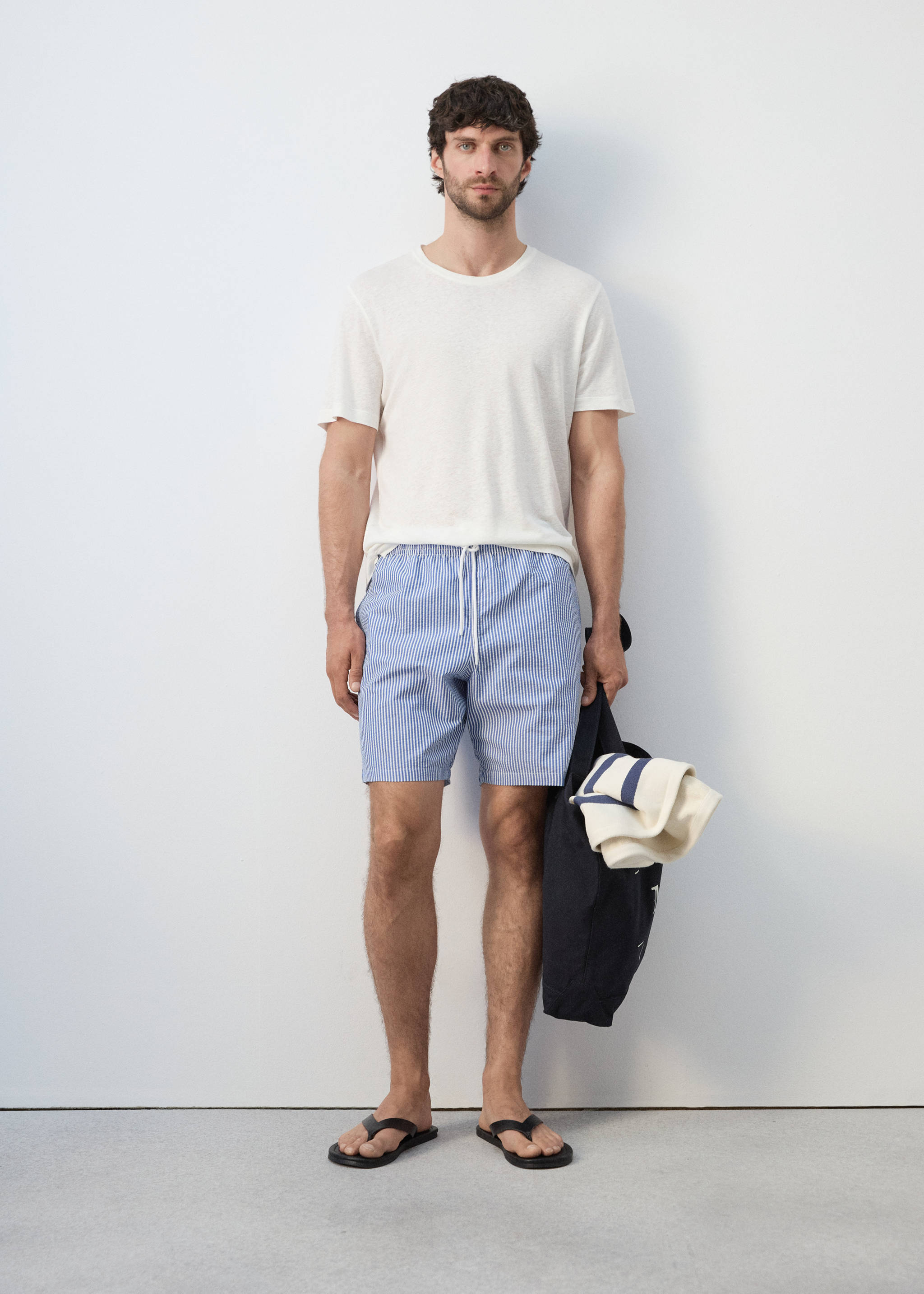 Seersucker striped swimsuit - Details of the article 4