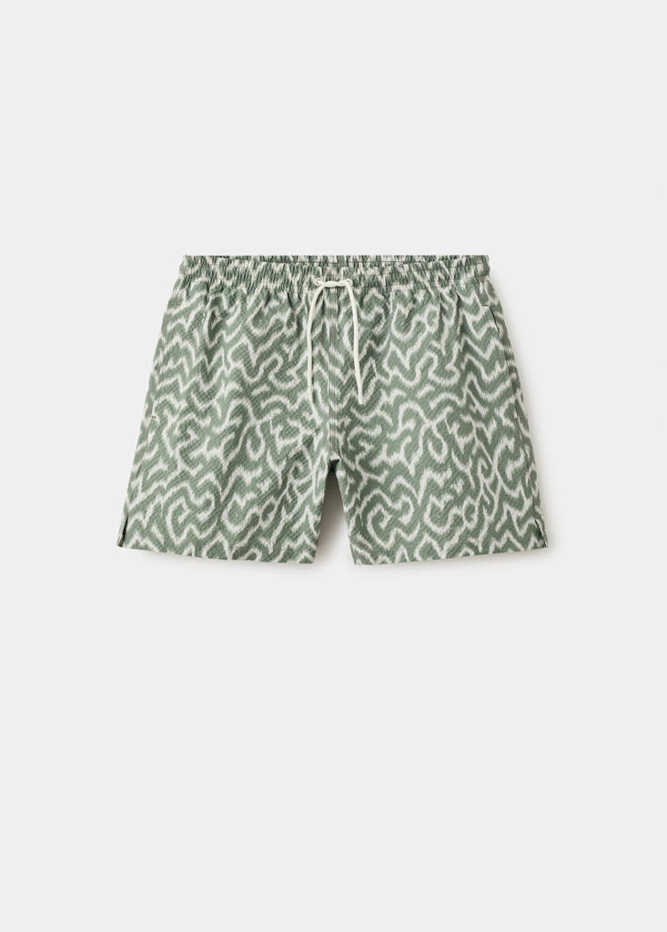 Printed swimsuit with drawstring — Khaki
