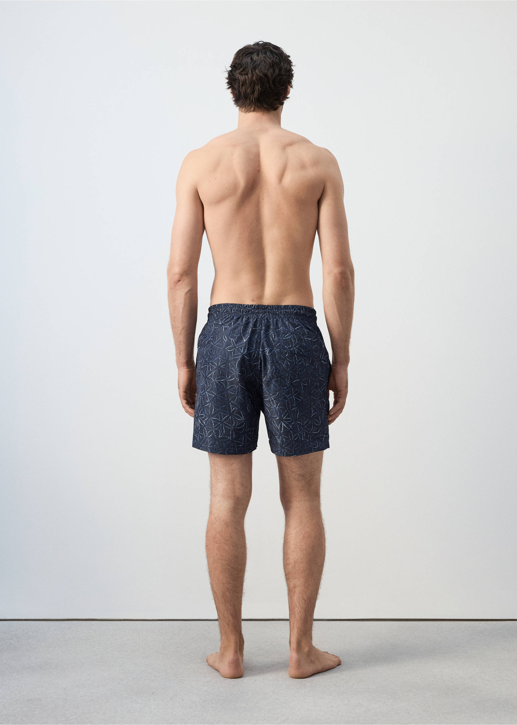 Плавательные шорты со шнурком и принтом - Обратная сторона изделия, Глубокий темно-синий. Ref: 27026003-00.