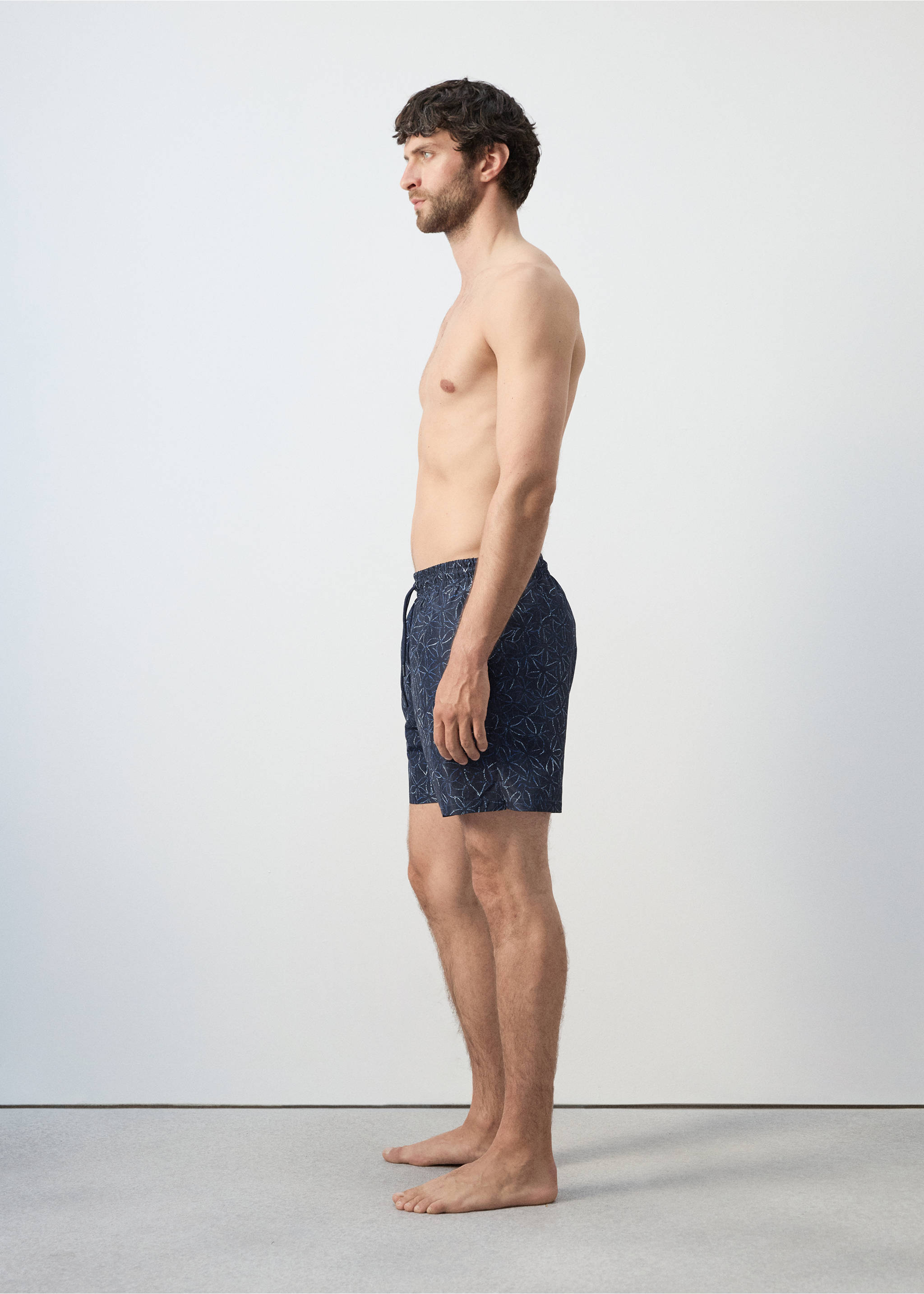 Плавательные шорты со шнурком и принтом - Деталь изделия 2, Глубокий темно-синий. Ref: 27026003-00.