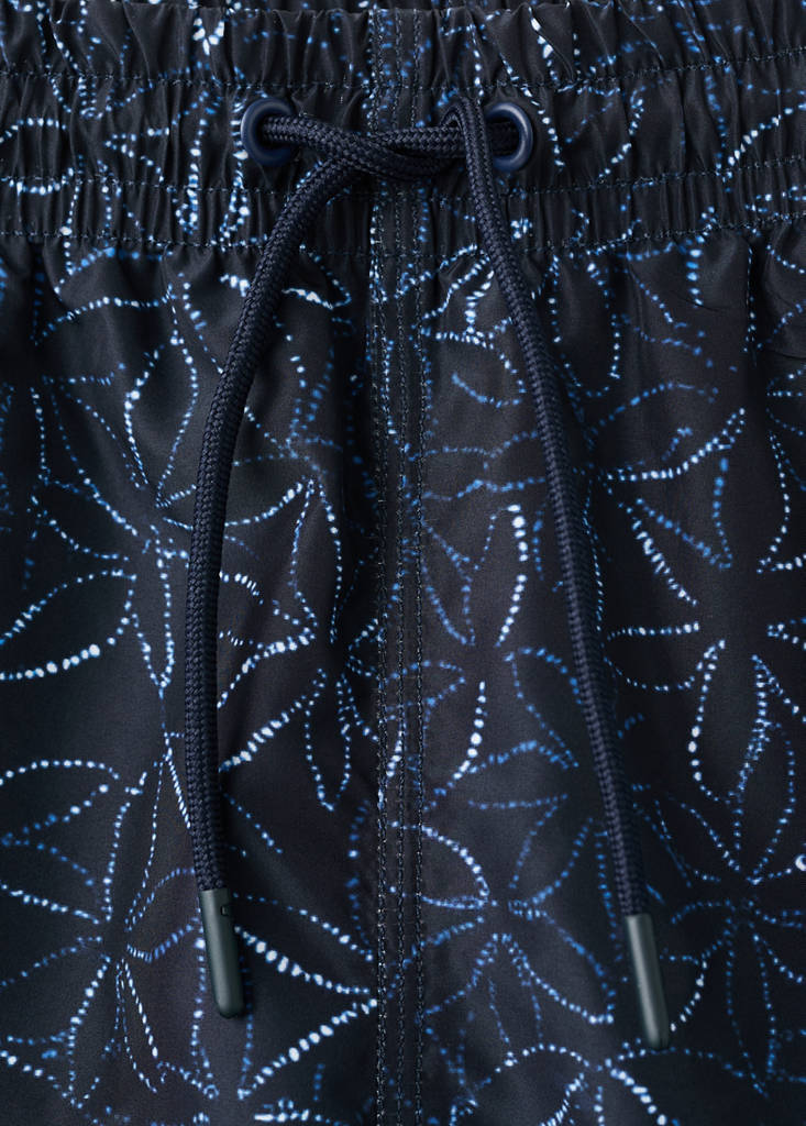 Printed swimsuit with drawstring — Navy