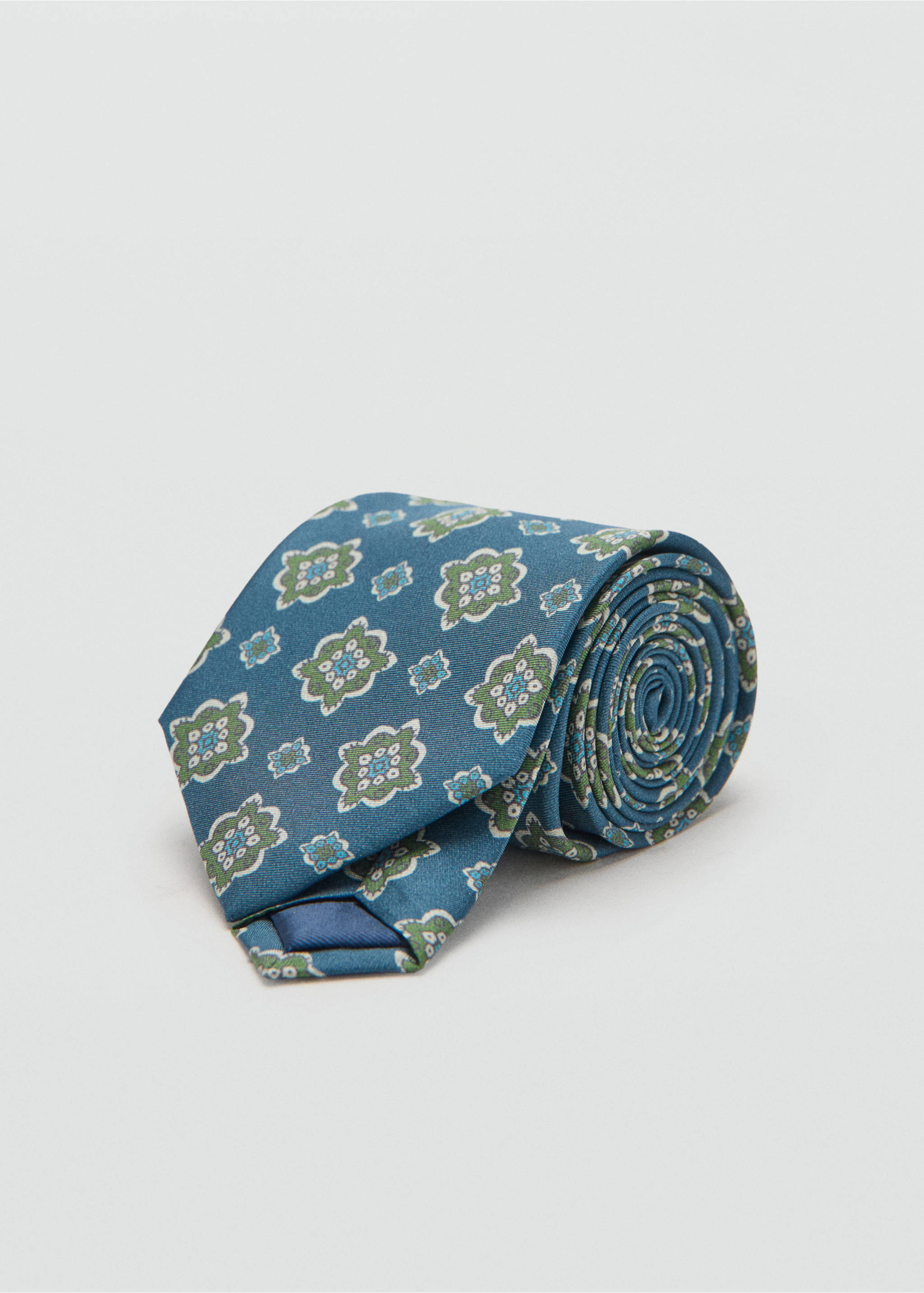 Corbata seda estampado - Plano medio, Azul marino. Ref: 27026005-00.