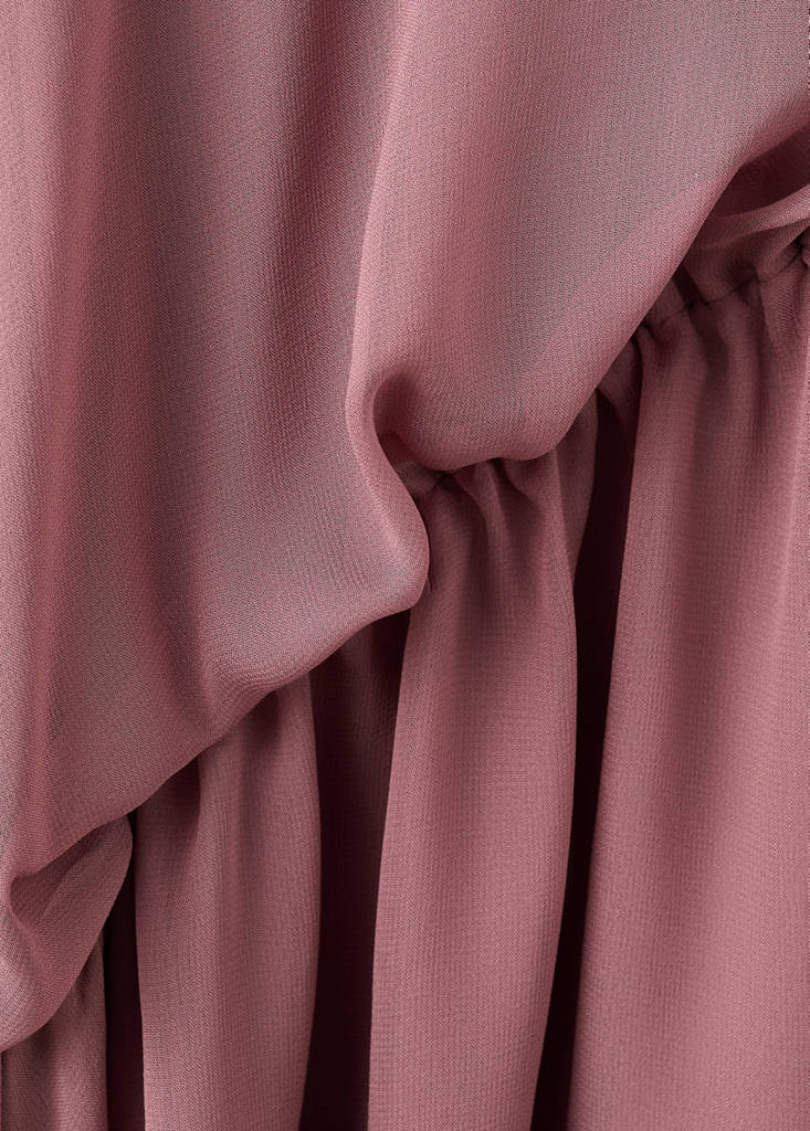 Ruffle dress with asymmetrical sleeve — Pale Pink