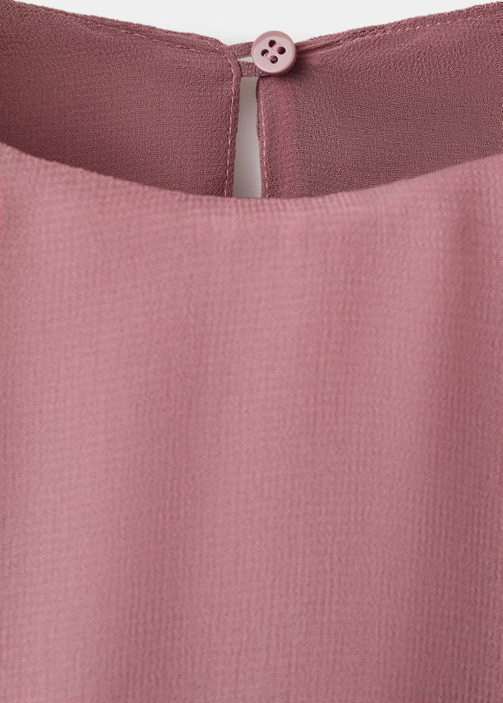 Ruffle dress with asymmetrical sleeve — Pale Pink