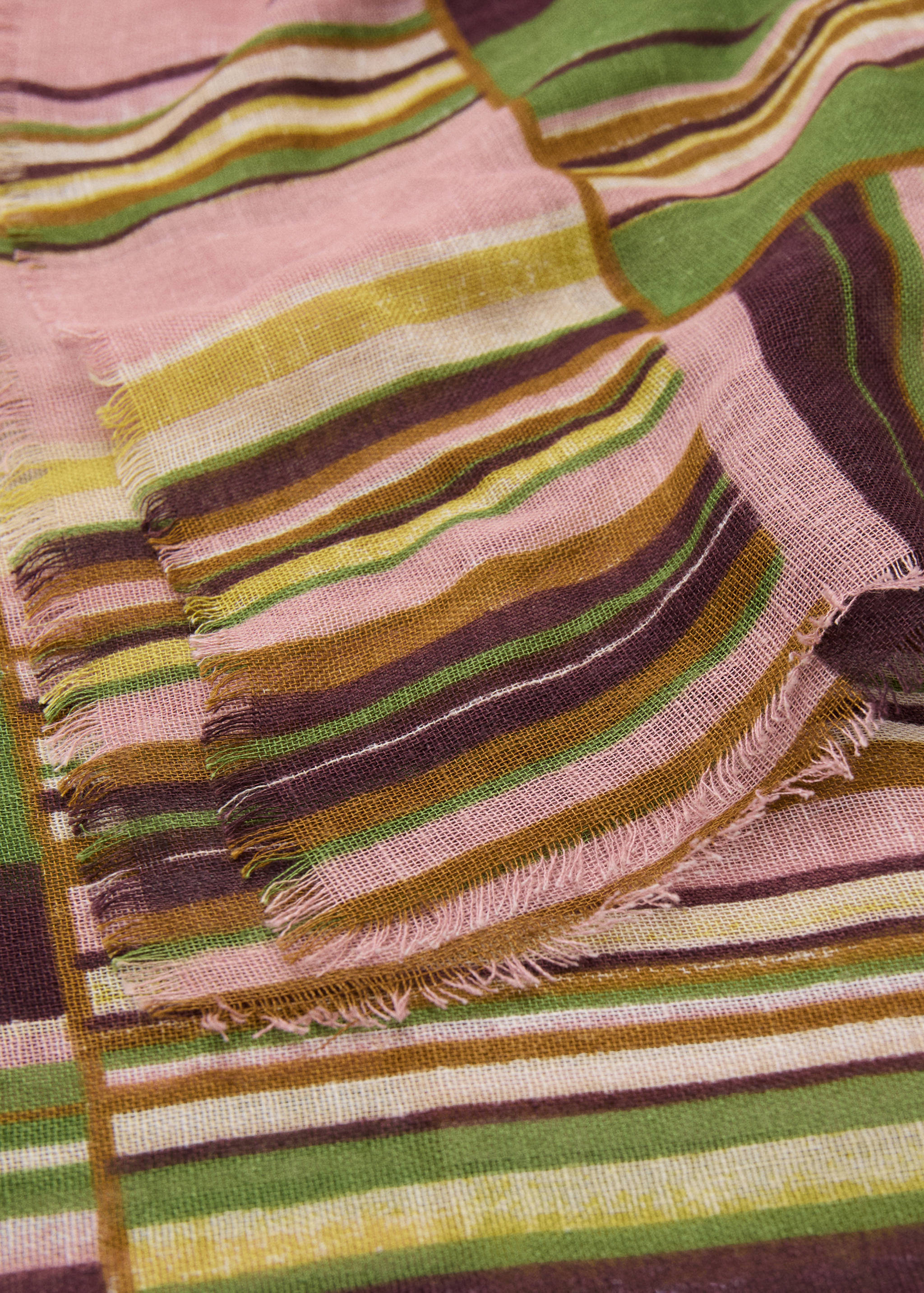 Striped linen-blend scarf - Medium plane