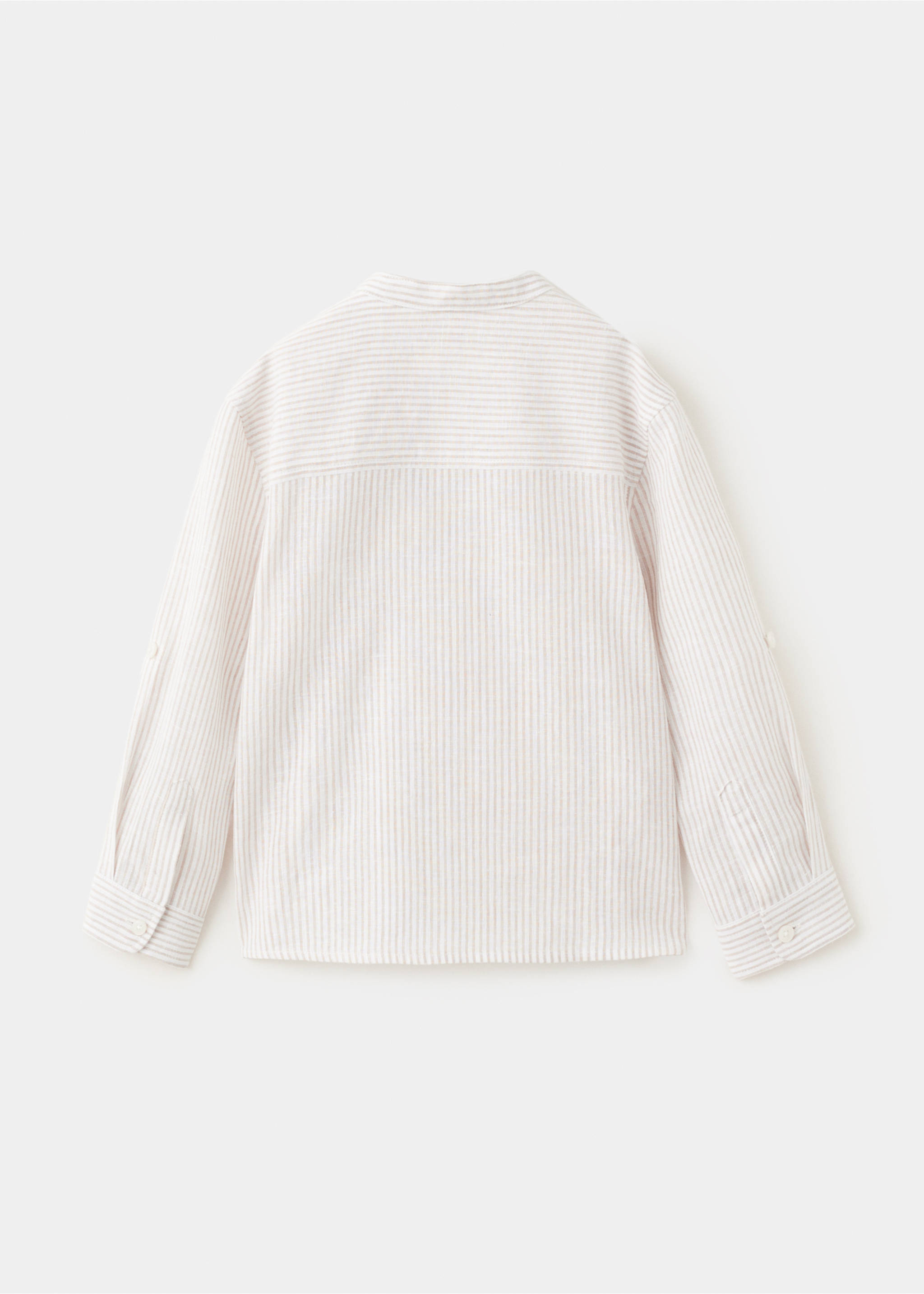 Striped linen-blend shirt - Reverse of the article, Sand. Ref: 27026340-00.