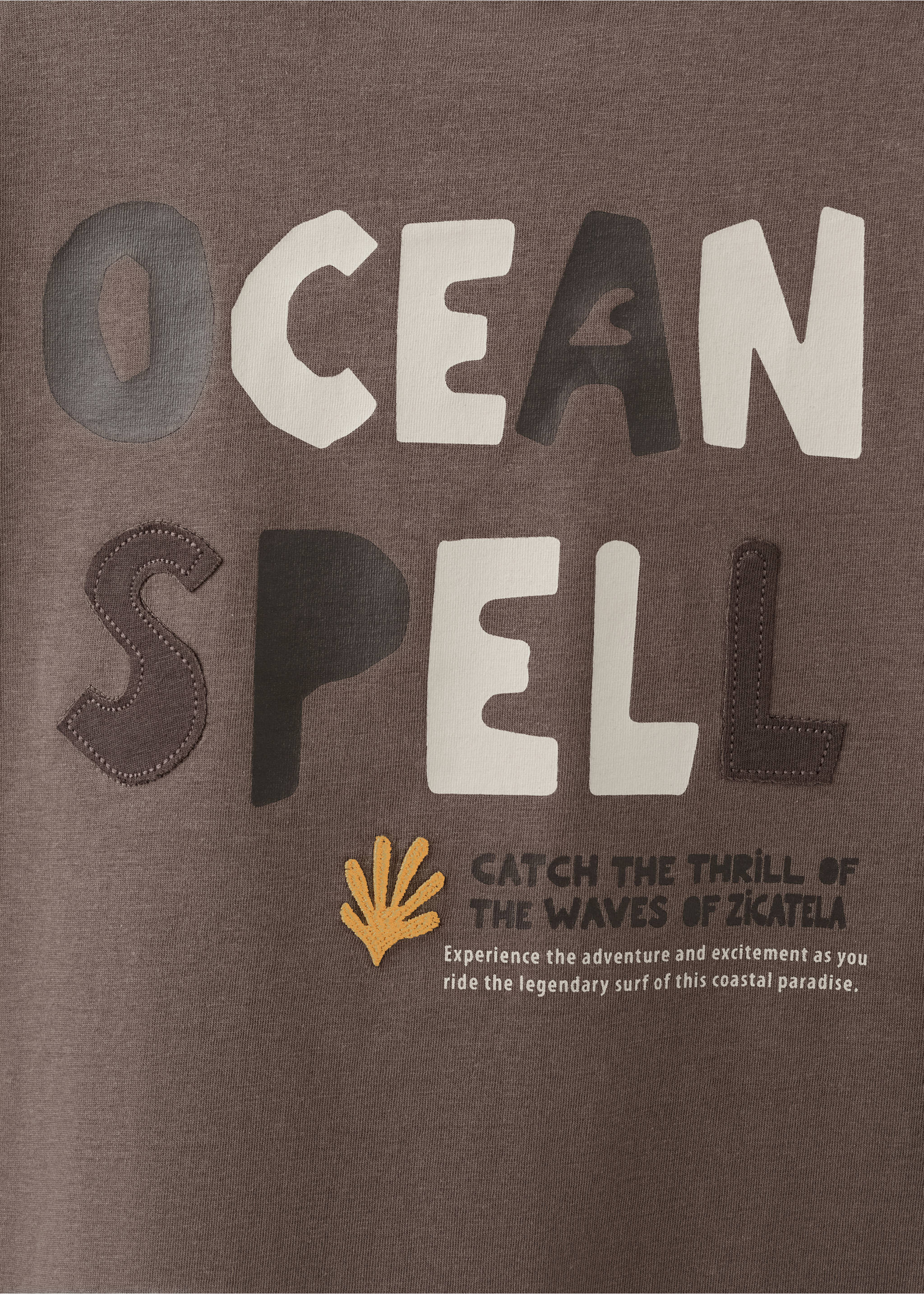 Printed cotton-blend t-shirt - Details of the article 0, Brown. Ref: 27026341-00.