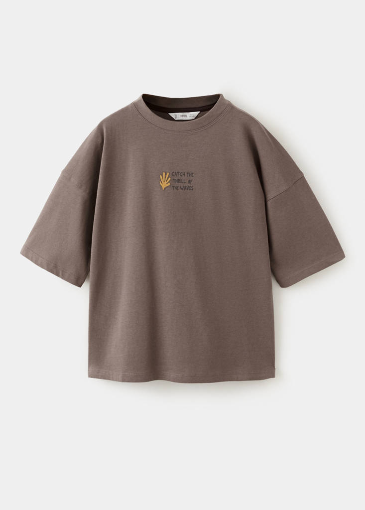 Printed cotton-blend t-shirt — Brown