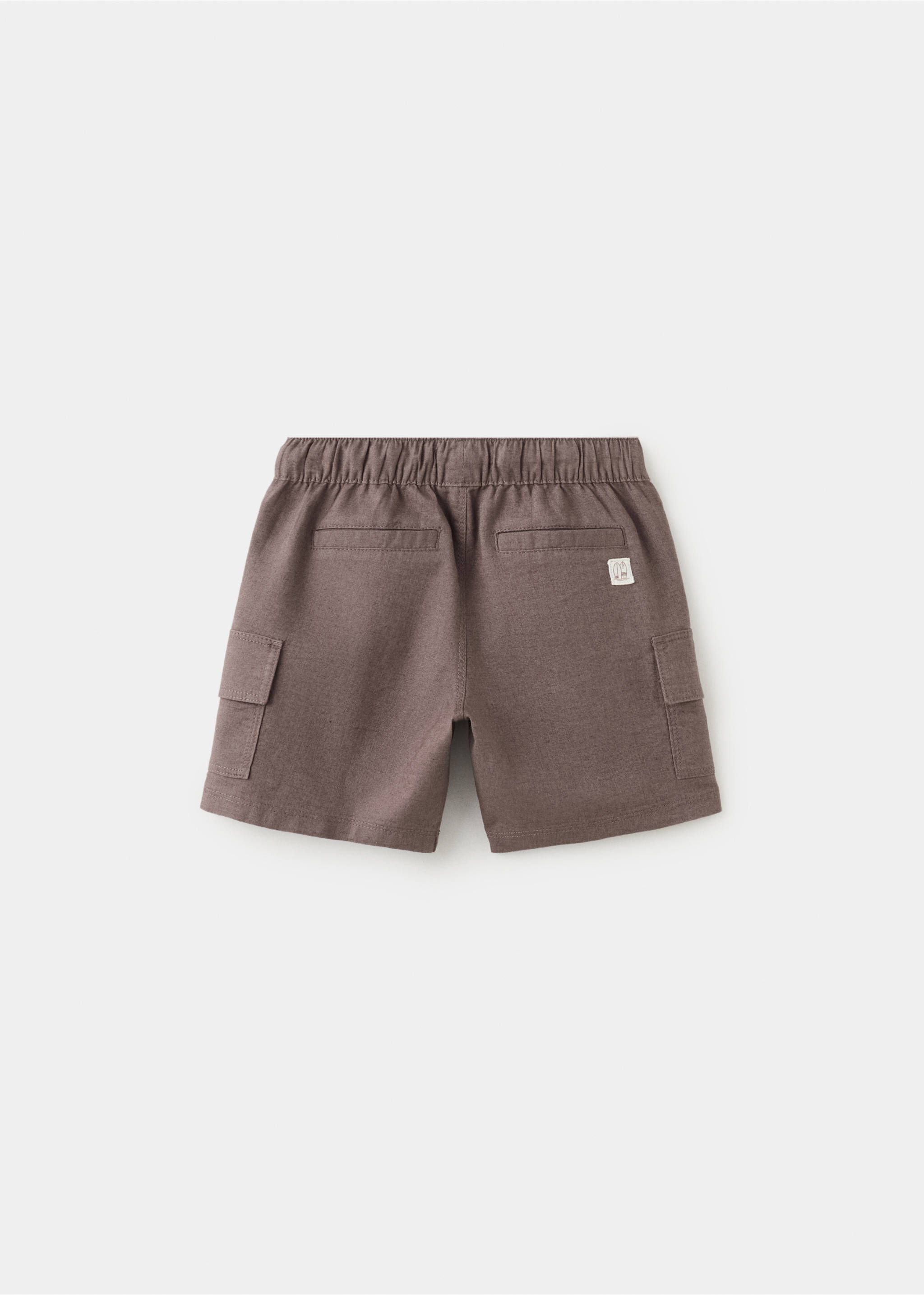 Bermudas cargo mezcla lino y algodón - Reverso del artículo, Marrón. Ref: 27026342-00.