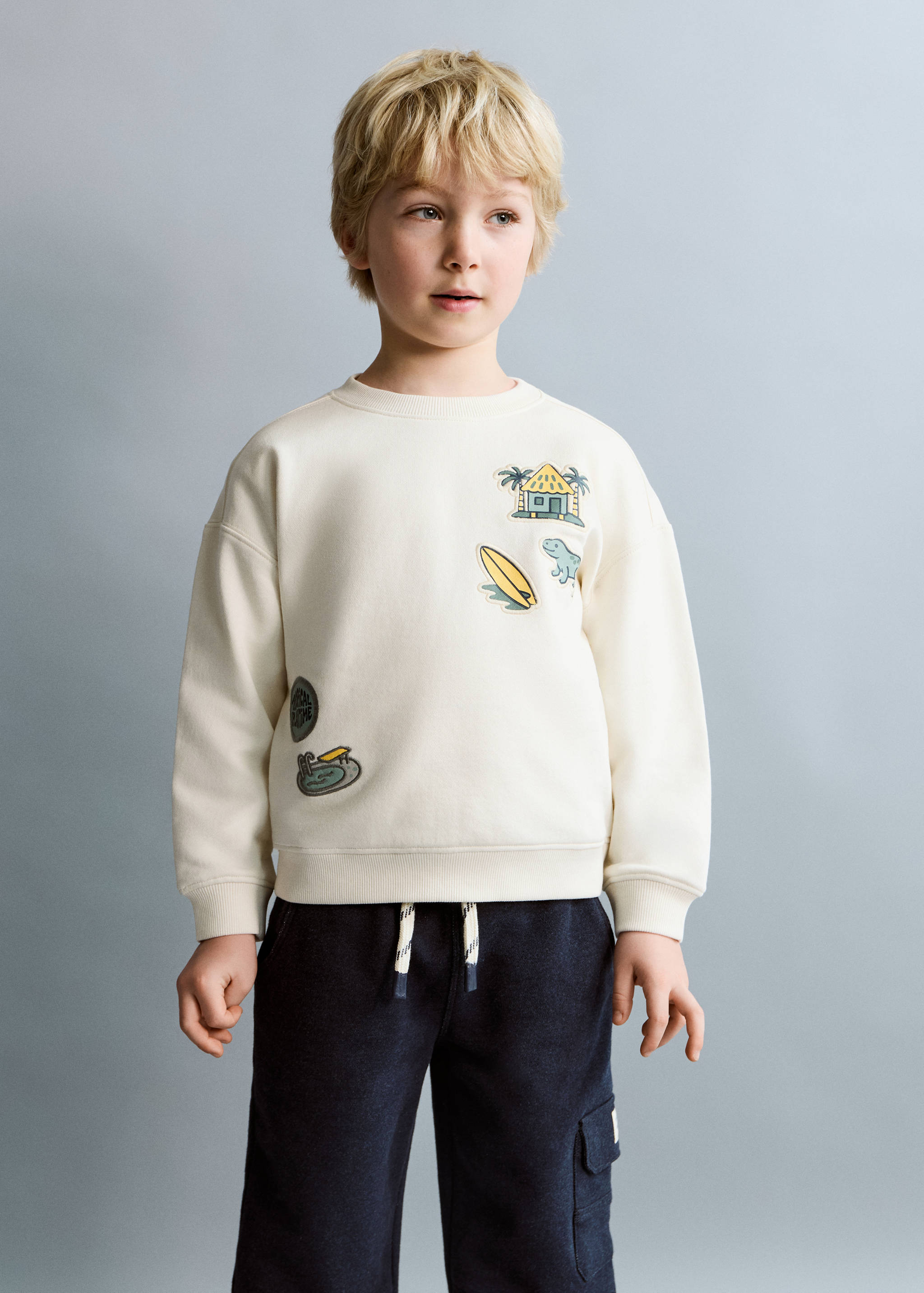 Sudadera algodón parches bordados - Plano general