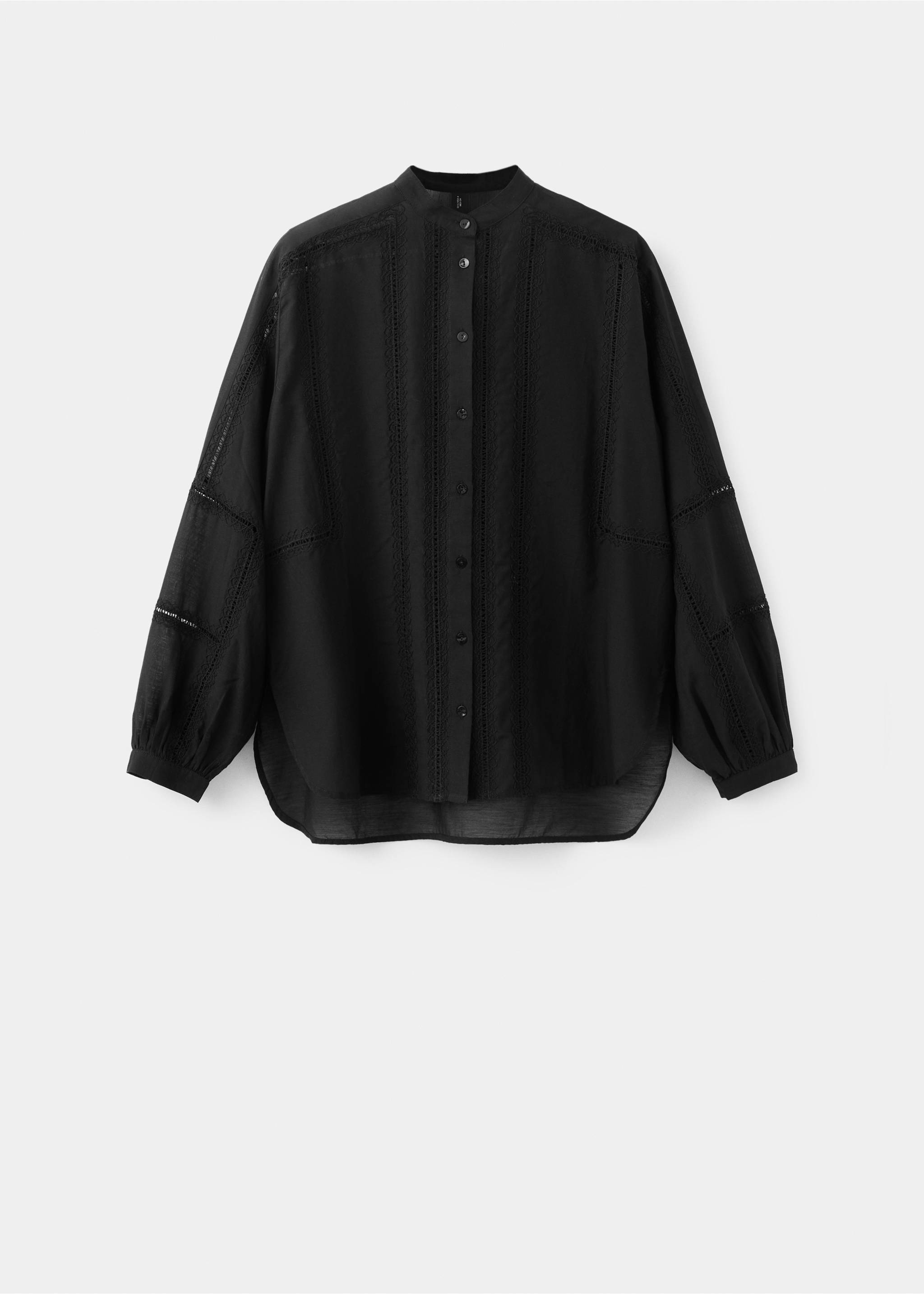 Embroidered openwork blouse - Article without model, Black. Ref: 27026345-00.