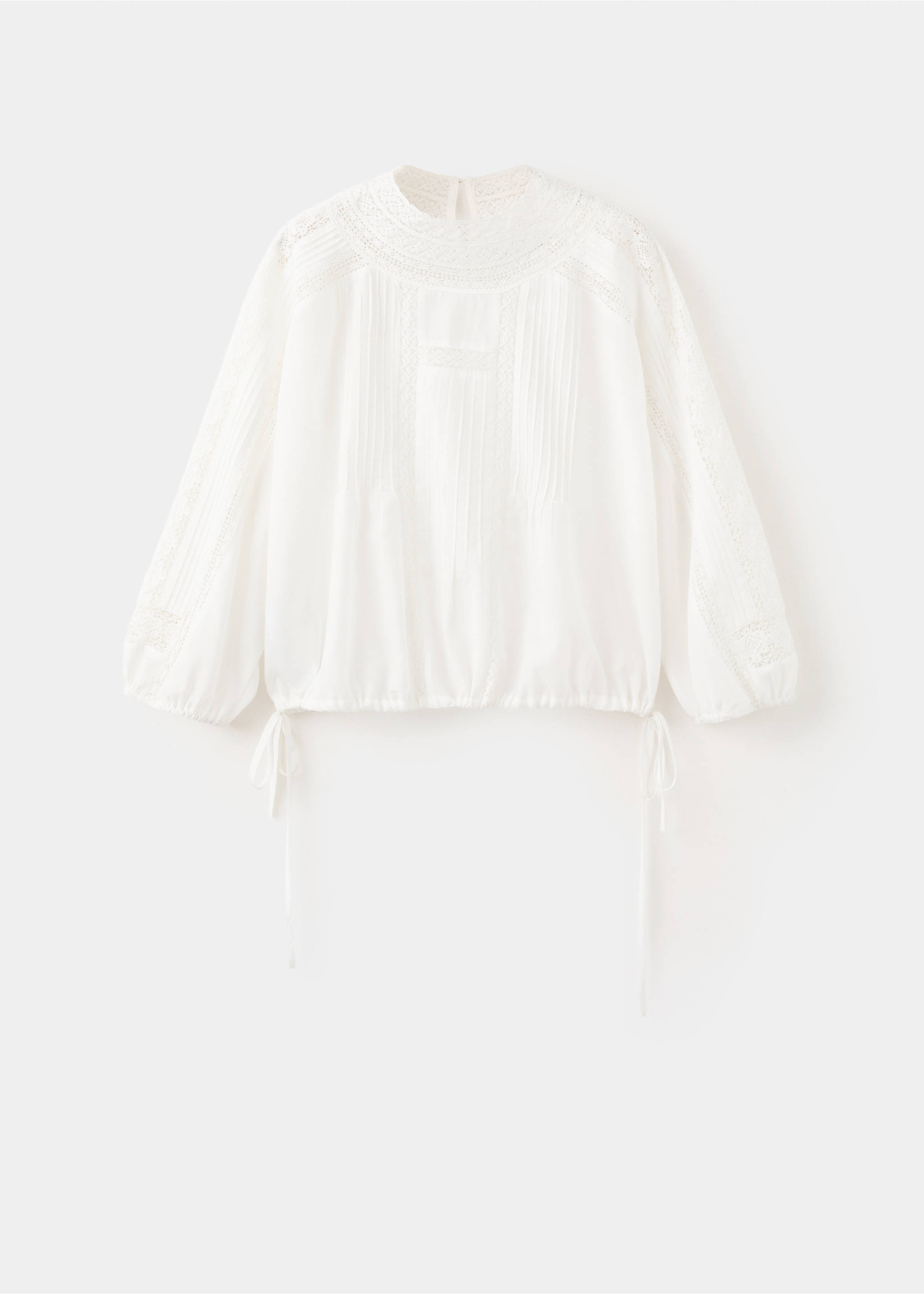 Embroidered openwork blouse - Article without model, Off White. Ref: 27026347-00.