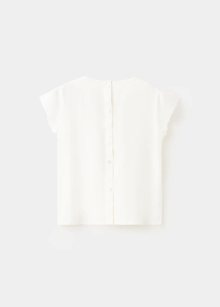 Linen blouse with beadwork — White