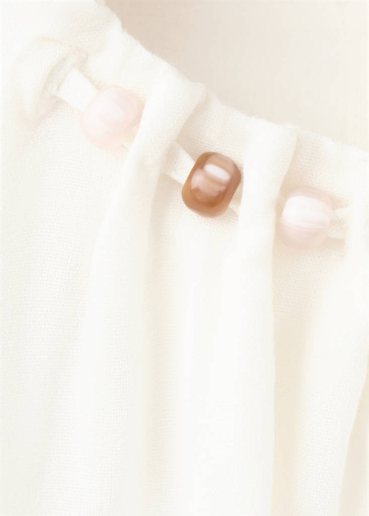 Linen blouse with beadwork — White