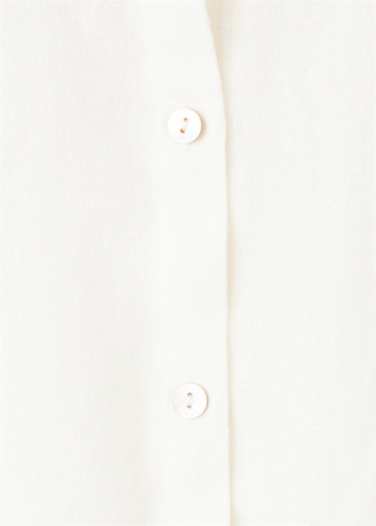 Linen blouse with beadwork — White
