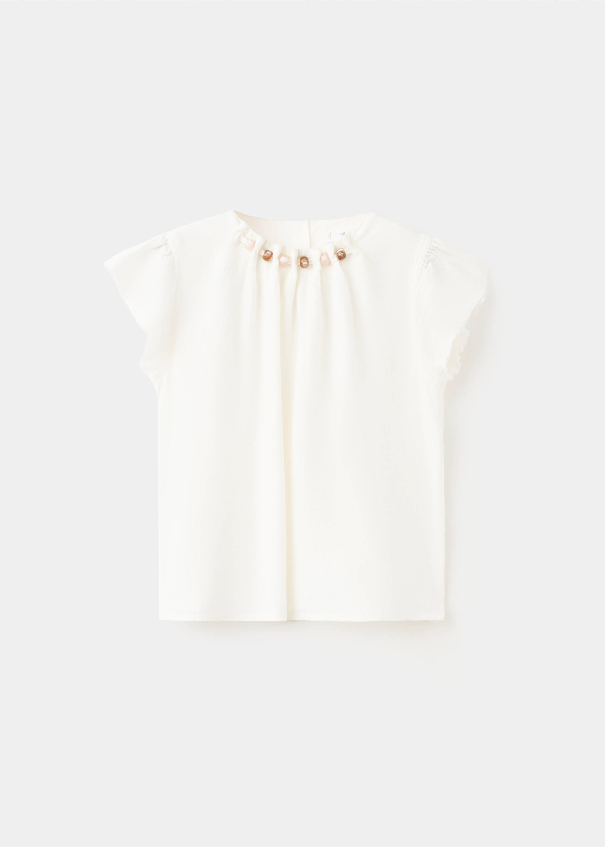 Linen blouse with beadwork - Article without model, White. Ref: 27026348-00.