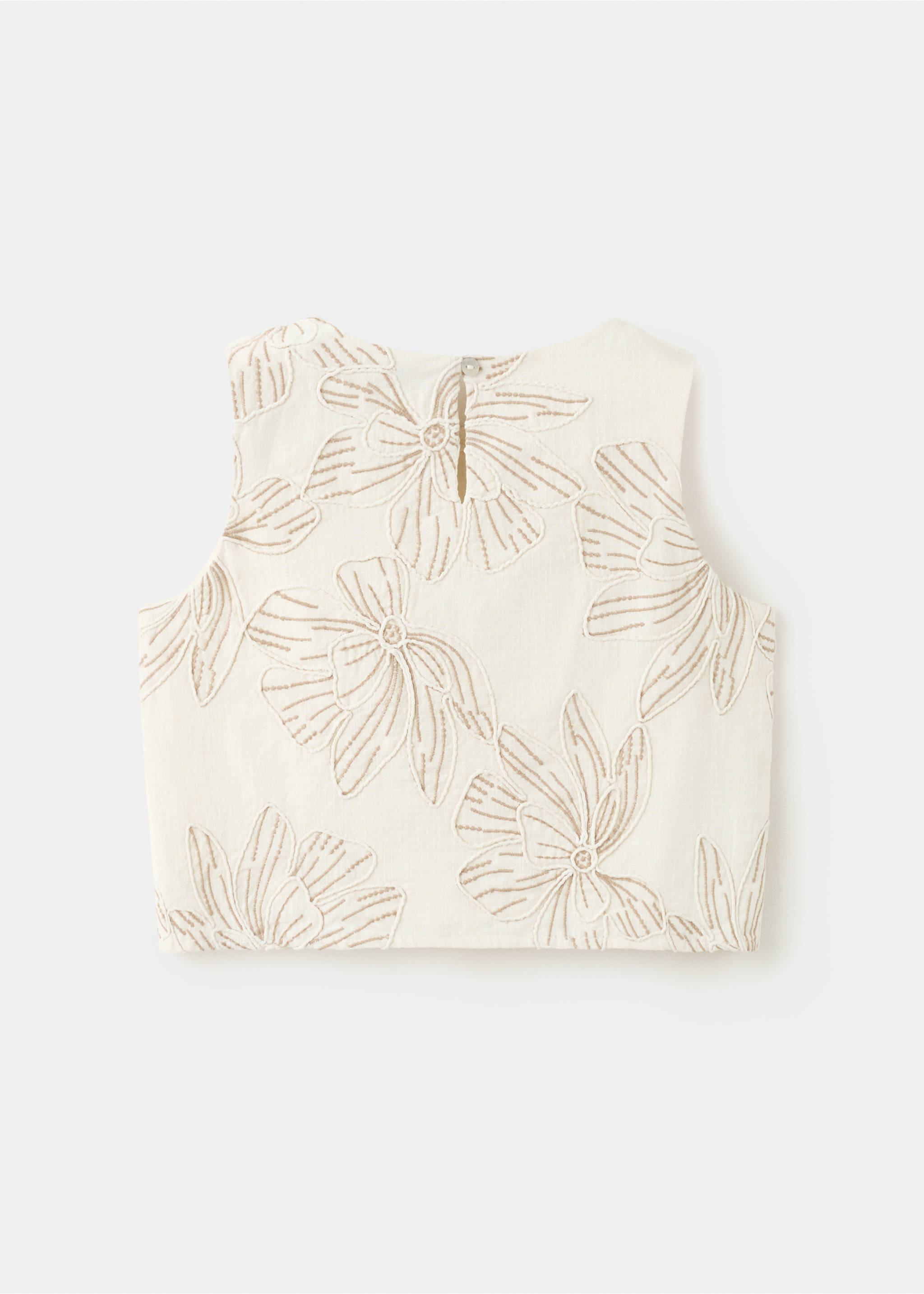 Blouse en coton fleurs brodées - Verso de l’article, Beige. Ref: 27026350-00.