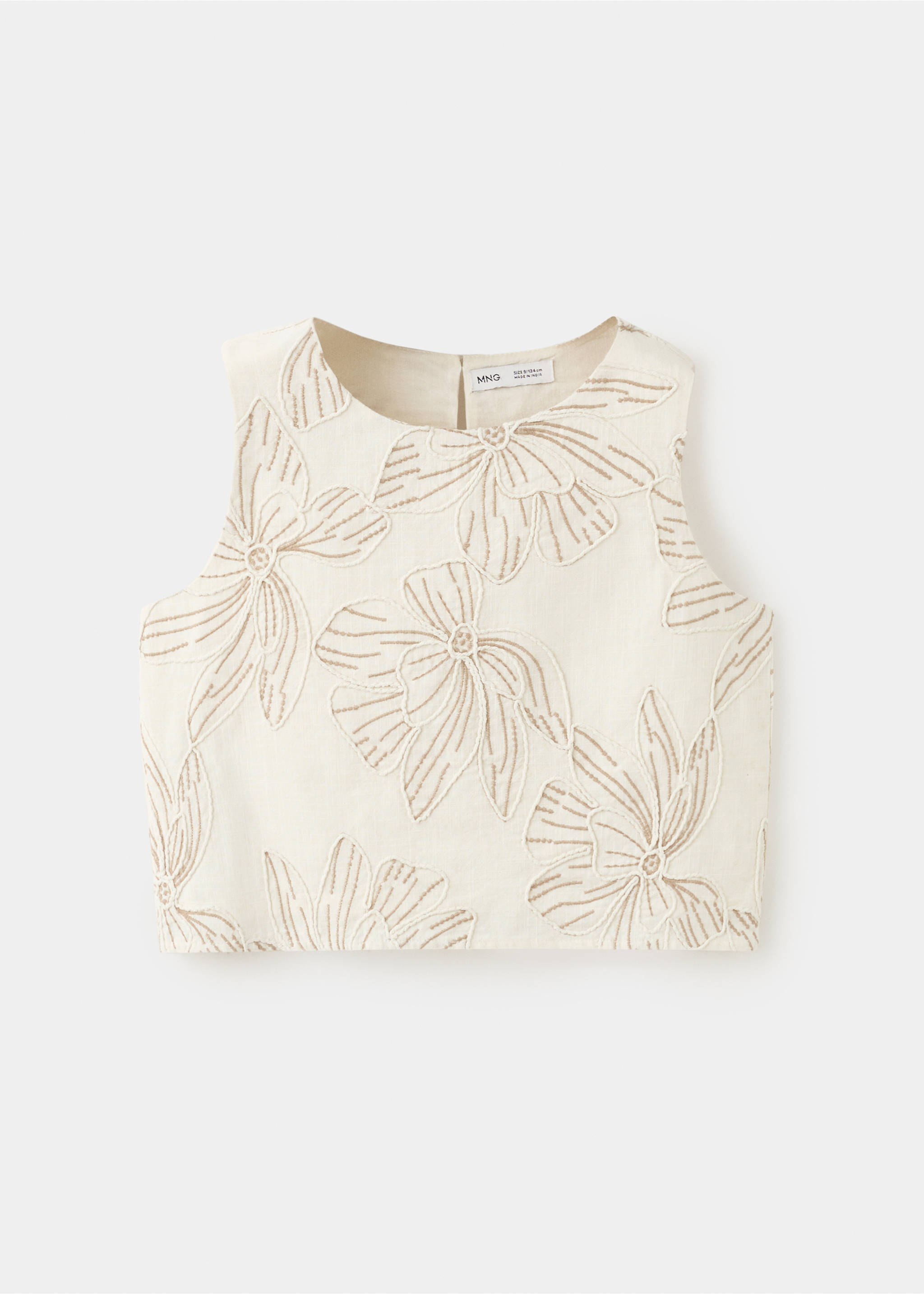 Blouse en coton fleurs brodées - Article sans modèle, Beige. Ref: 27026350-00.