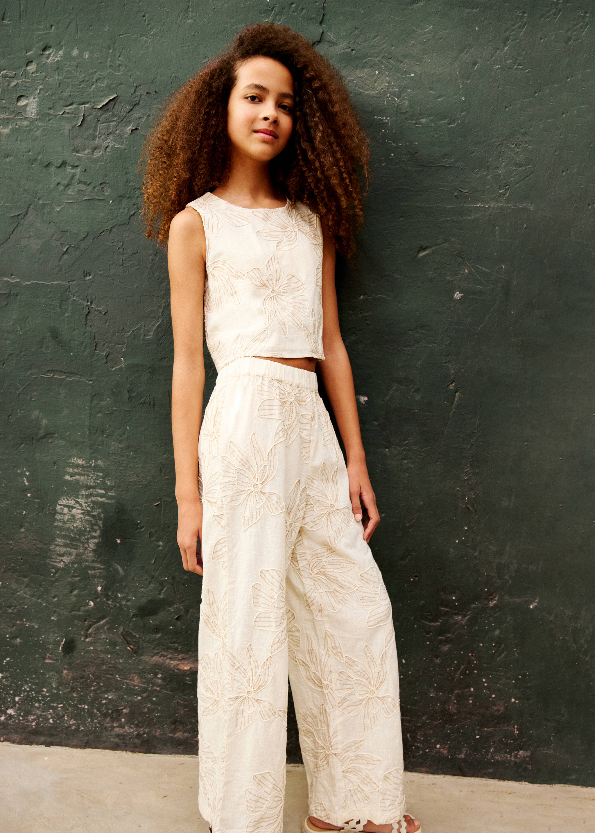 Blusa algodón bordados florales - Detalle del artículo 5, Beige. Ref: 27026350-00.