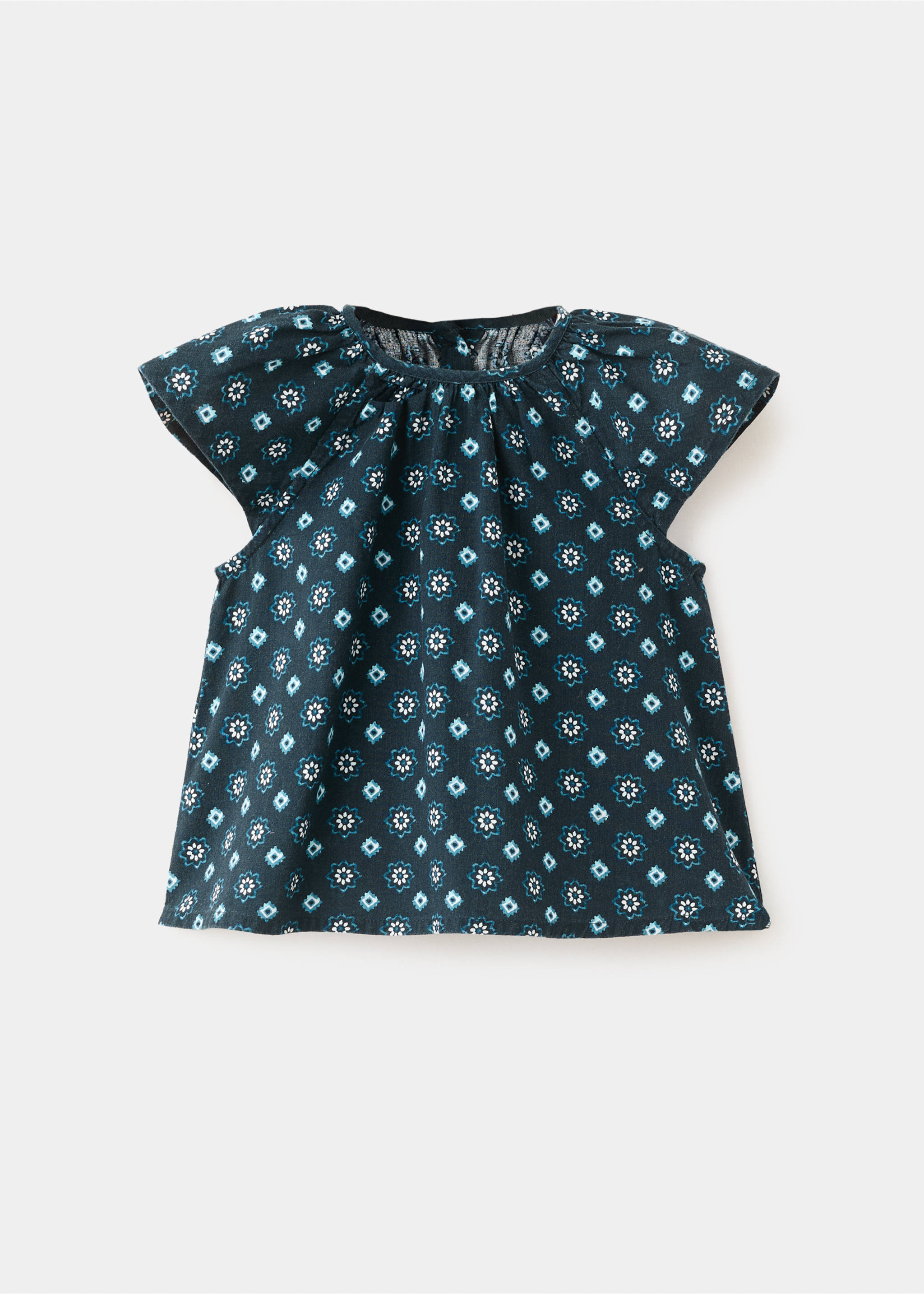 Chemisier coton à fleurs - Article sans modèle, Bleu marine. Ref: 27026351-00.